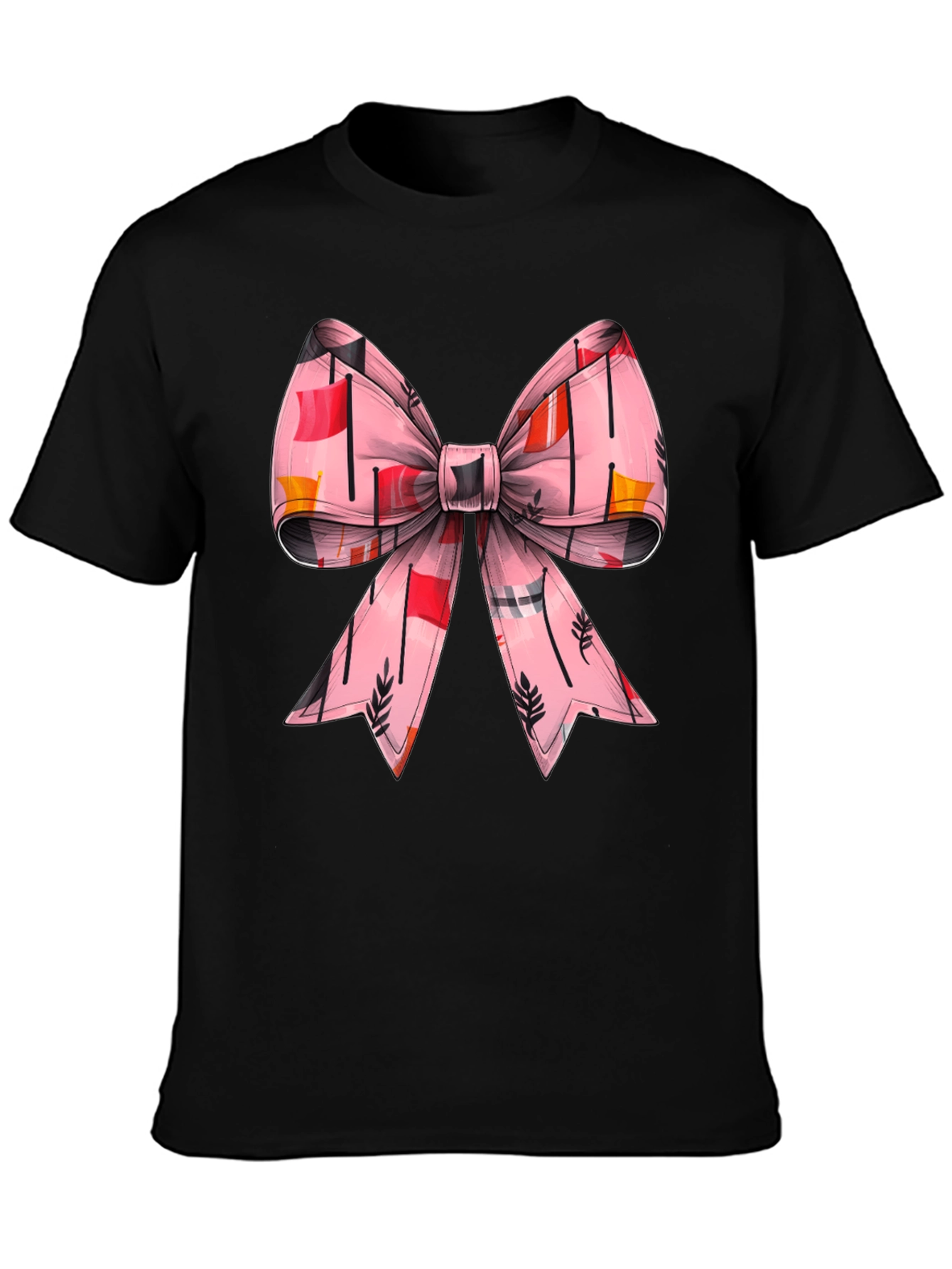 Black Bow Graphic Tee - Black Casual T-Shirt view 3