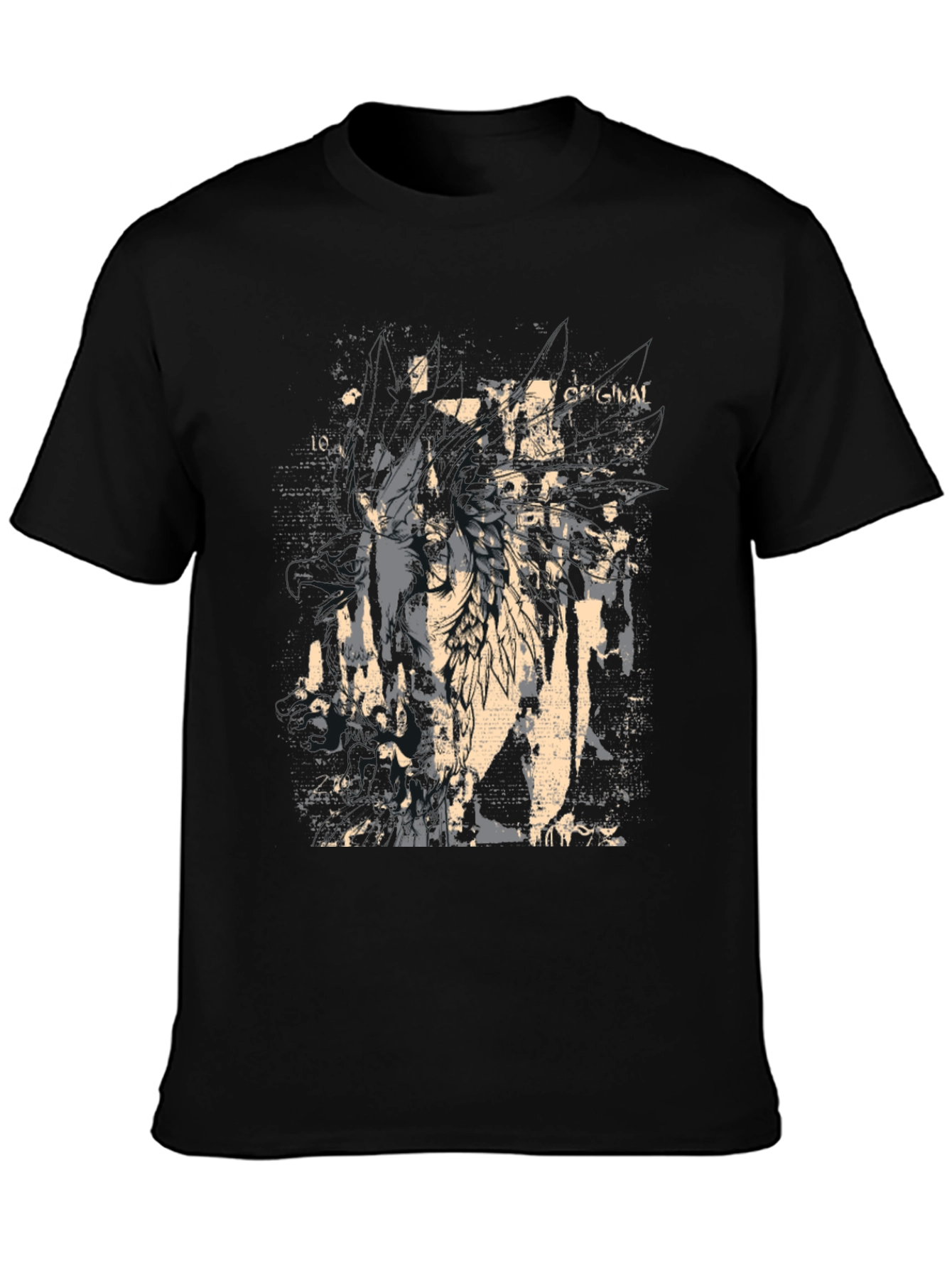 Black Grunge Graphic Print Black T-Shirt view 3
