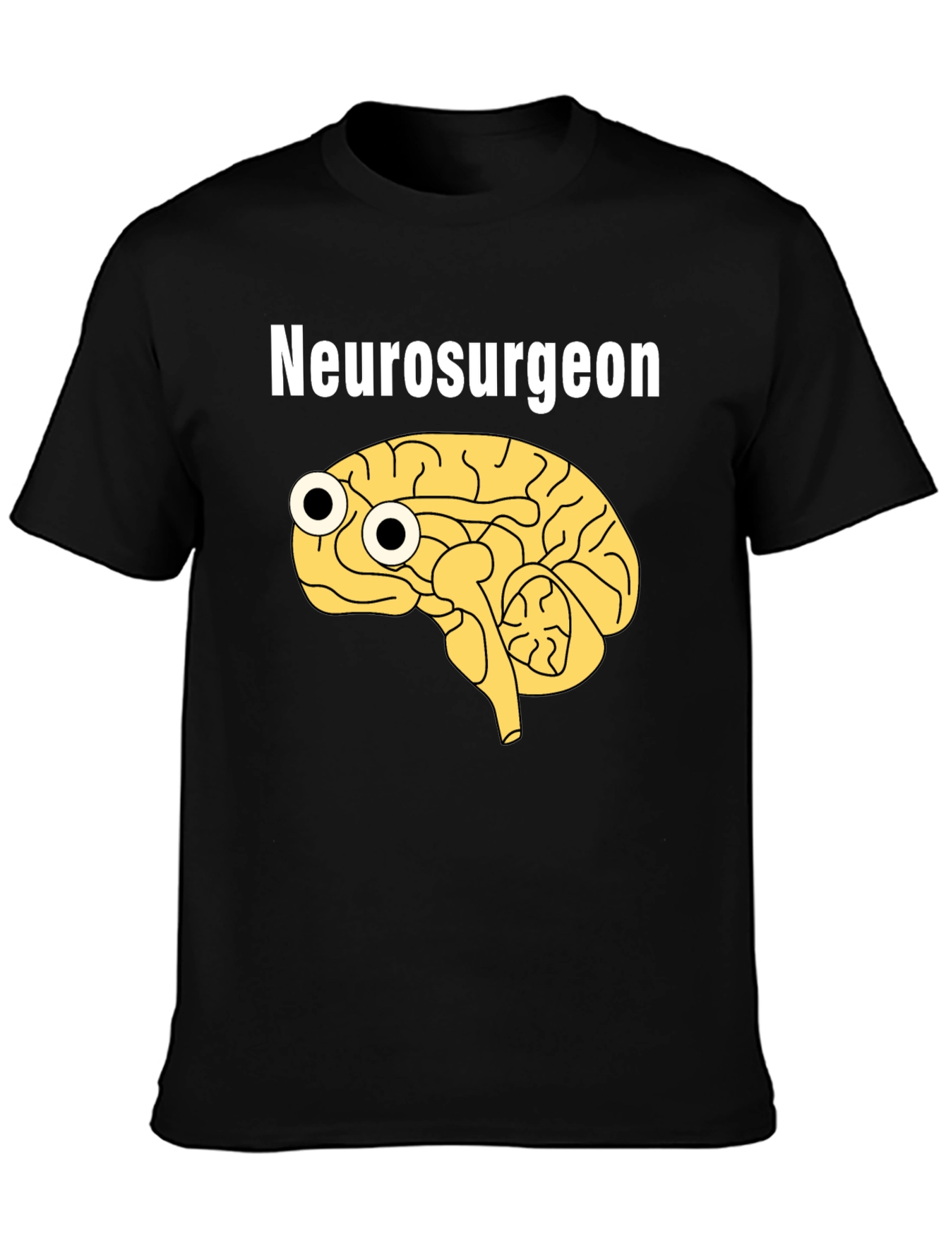 Black Funny Neurosurgeon Brain Googly Eyes Black T-Shirt view 3