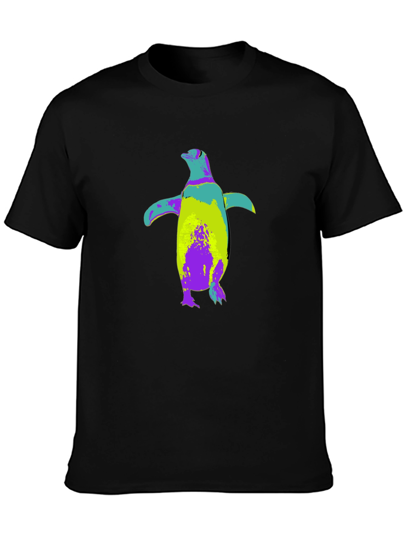 Black Colorful Penguin Graphic T-Shirt - Soft Cotton Blend view 3
