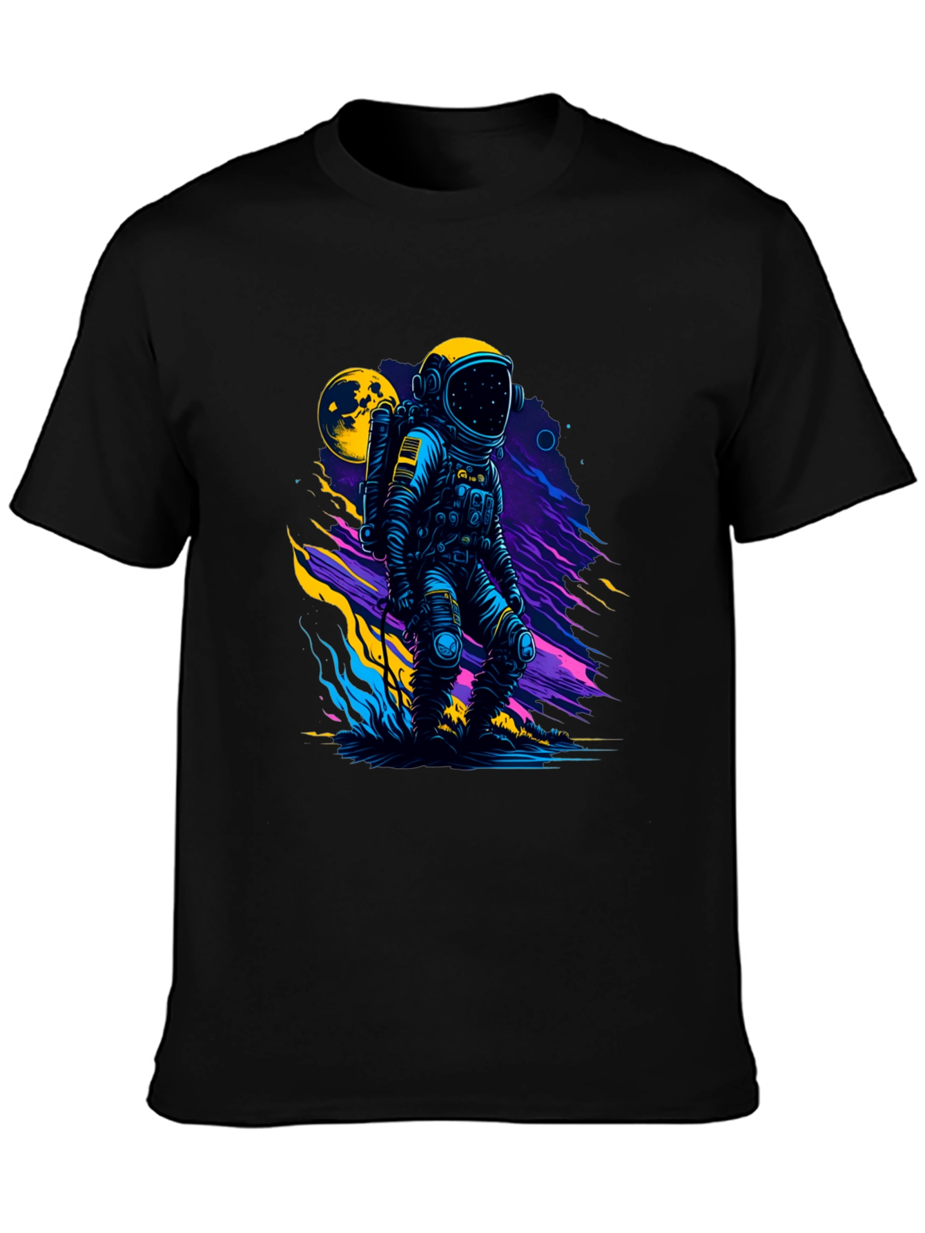 Black Astronaut Graphic Print Black T-Shirt view 3
