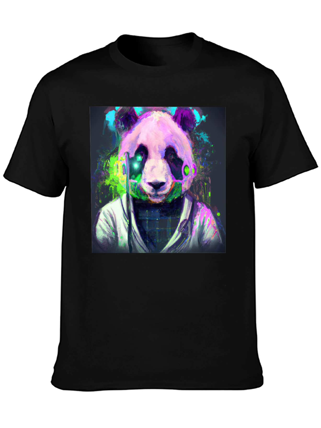Black Cyber Panda Graphic Tee - Modern Style view 3