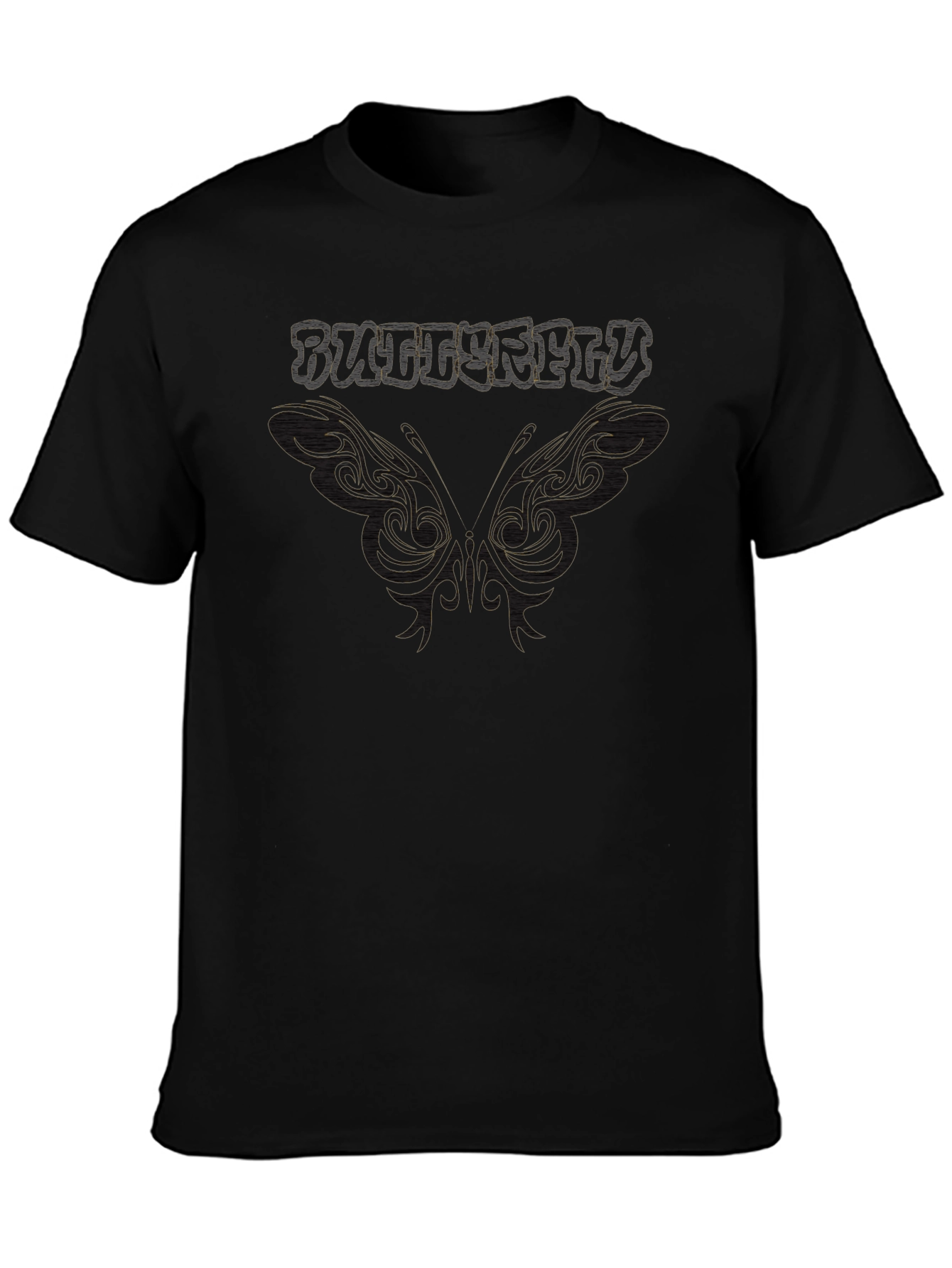 Black Butterfly Graphic Print T-Shirt - Black view 3