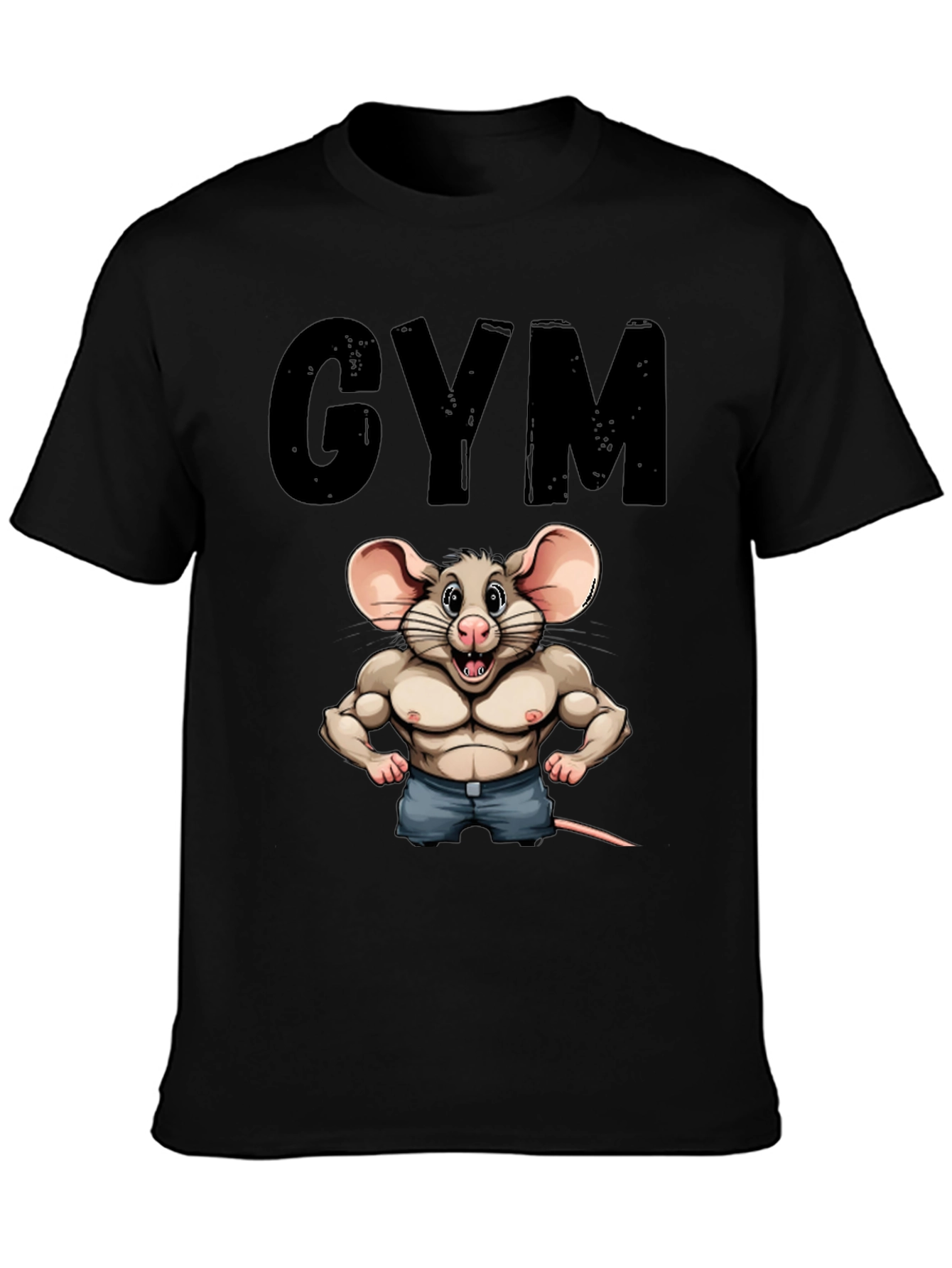Black Funny Gym Rat T-Shirt view 3