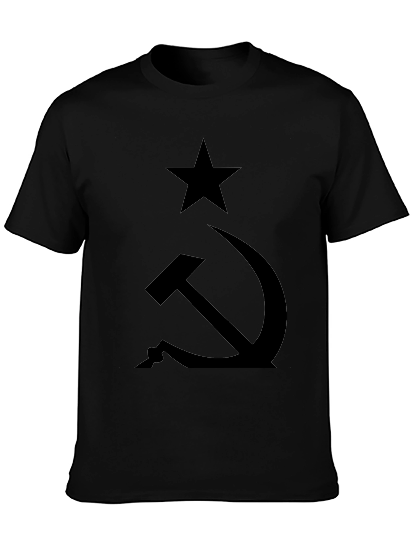 Black Hammer & Sickle Black T-Shirt - Classic Communist Symbol view 3