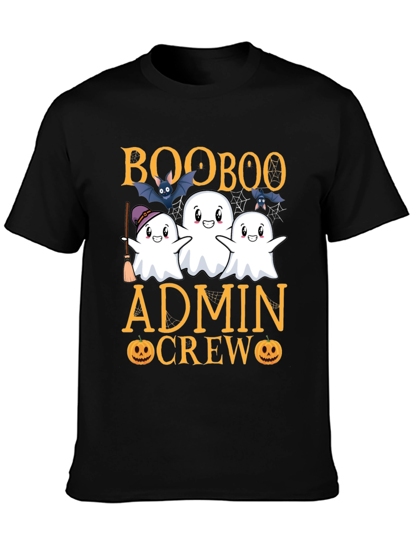 Black Boo Boo Admin Crew Halloween T-Shirt view 3