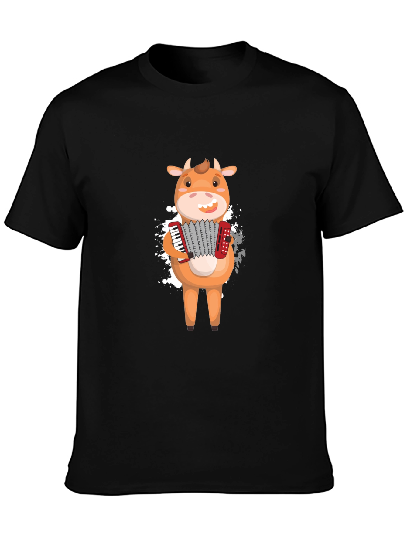 Black Cow Accordion T-Shirt - Musical Animal Tee view 3