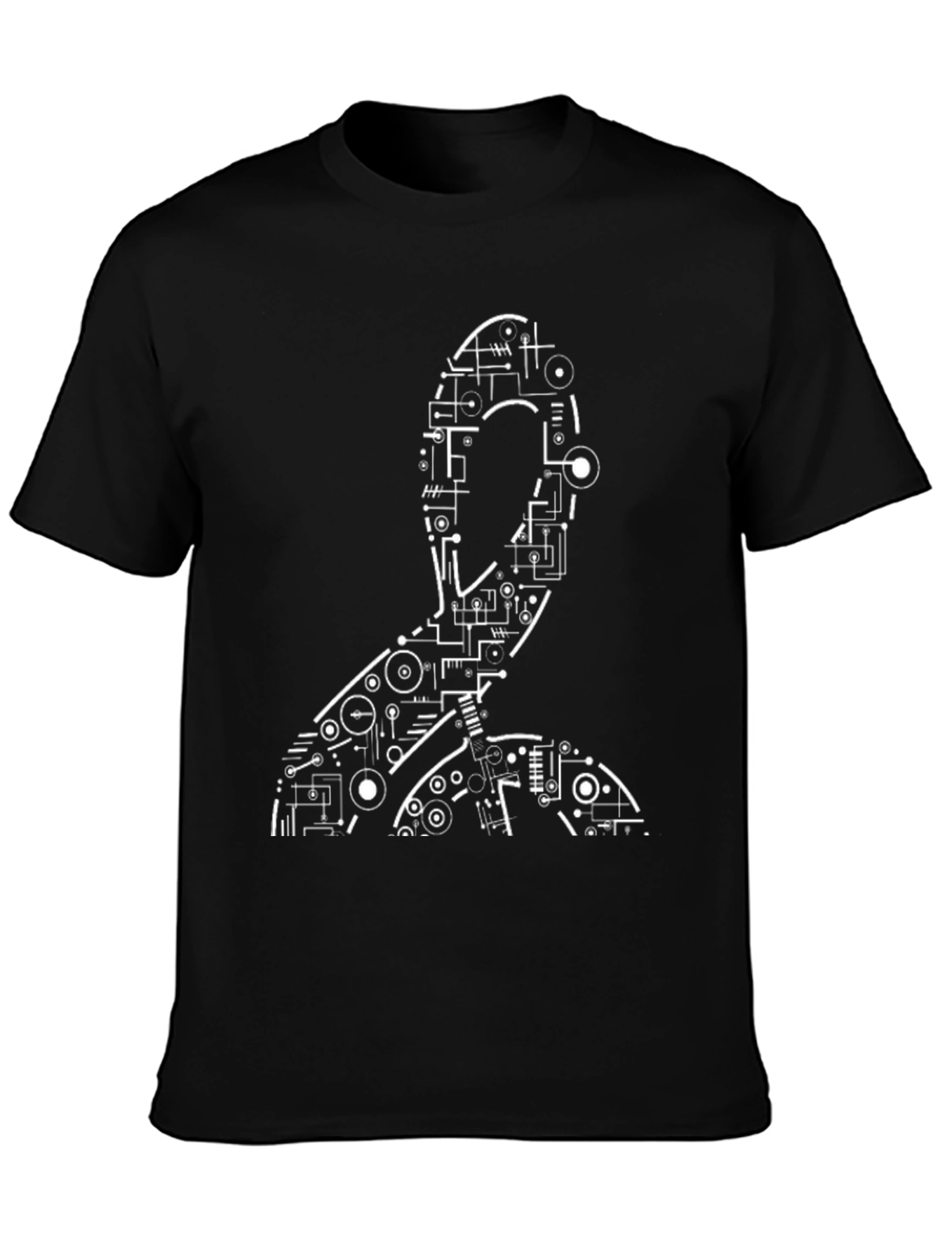 Black Abstract Circuit Man Graphic Tee - Black view 3