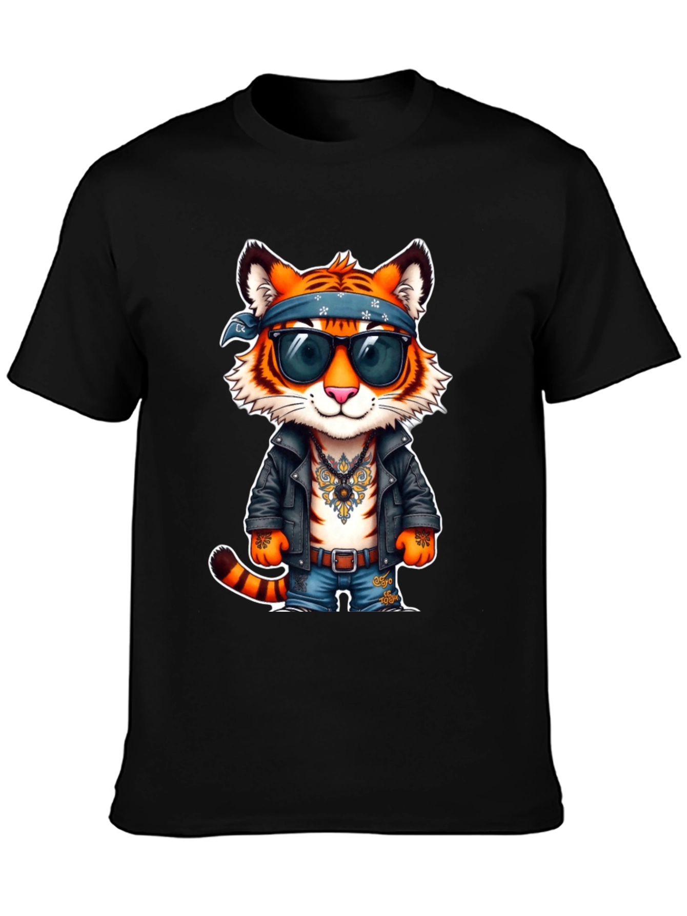 Black Cool Tiger Graphic Tee - Rocker Style view 3