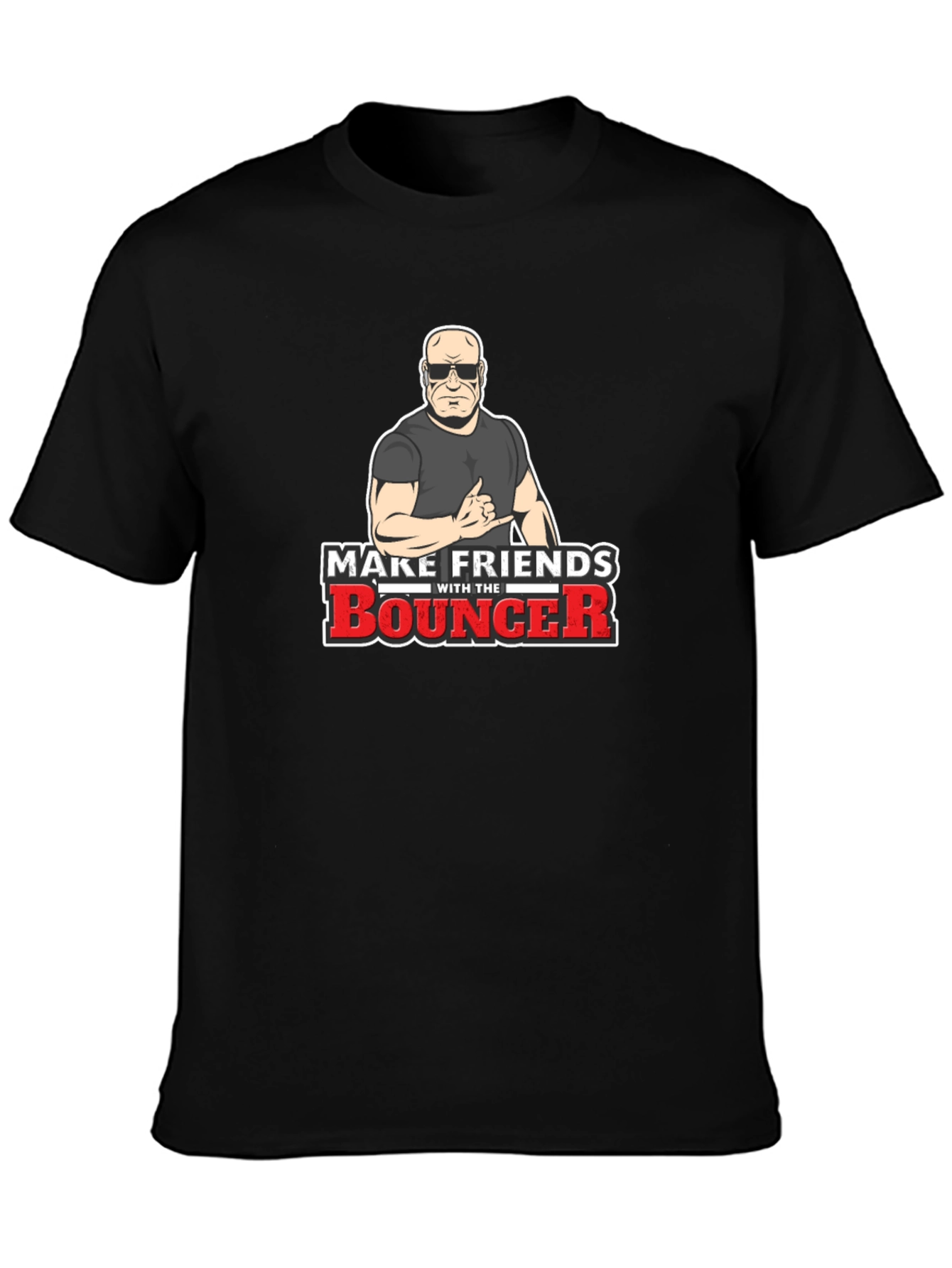 Black Make Friends With The Bouncer Black T-Shirt view 3