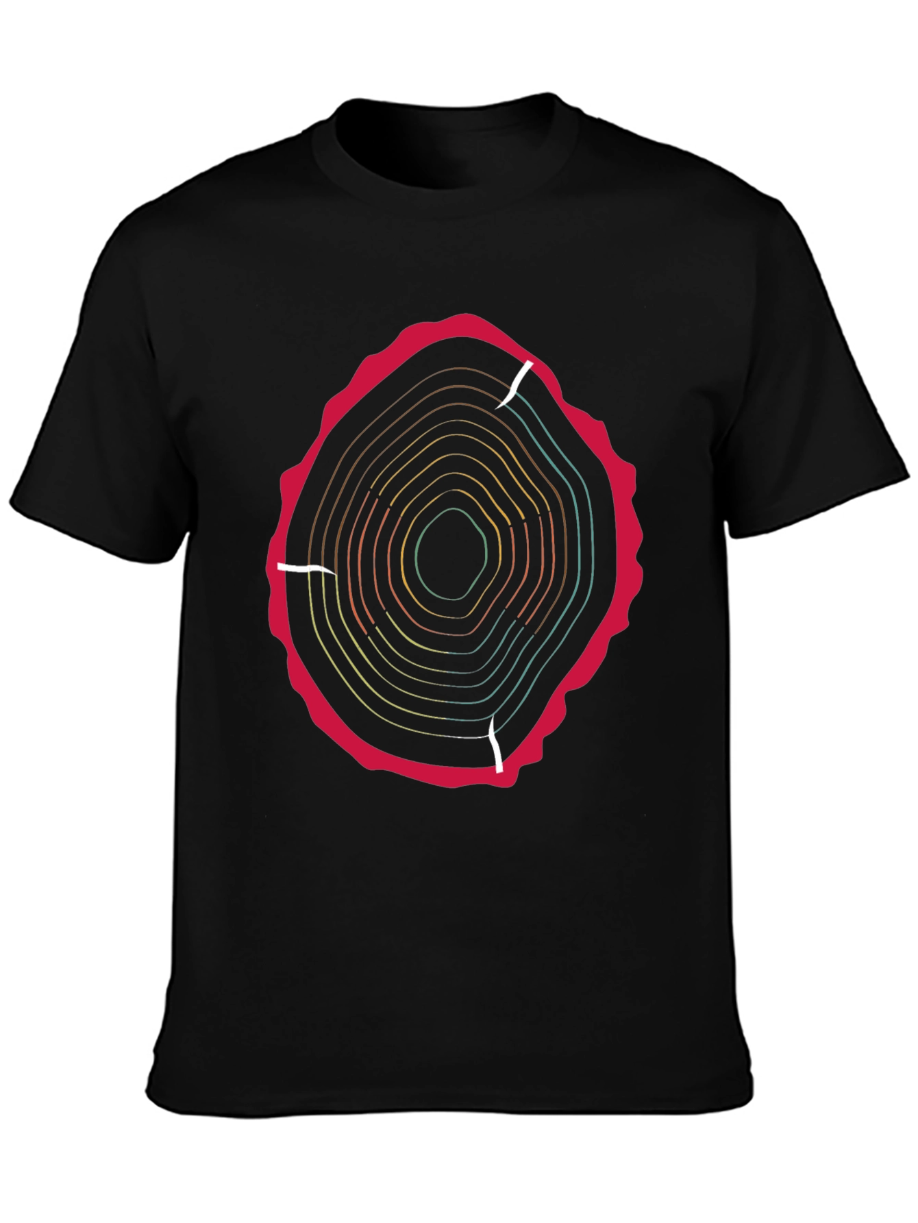 Black Tree Ring Graphic Tee - Earthy Style view 3