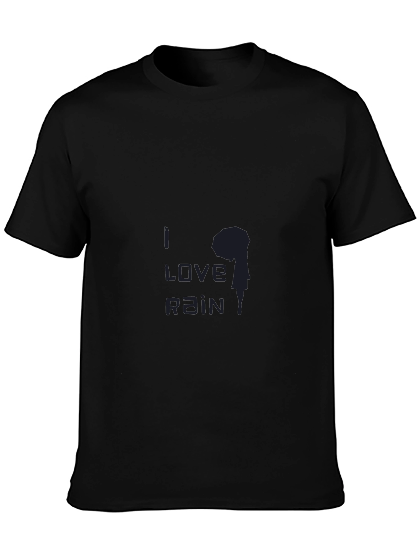 Black I Love Rain Black T-Shirt view 3