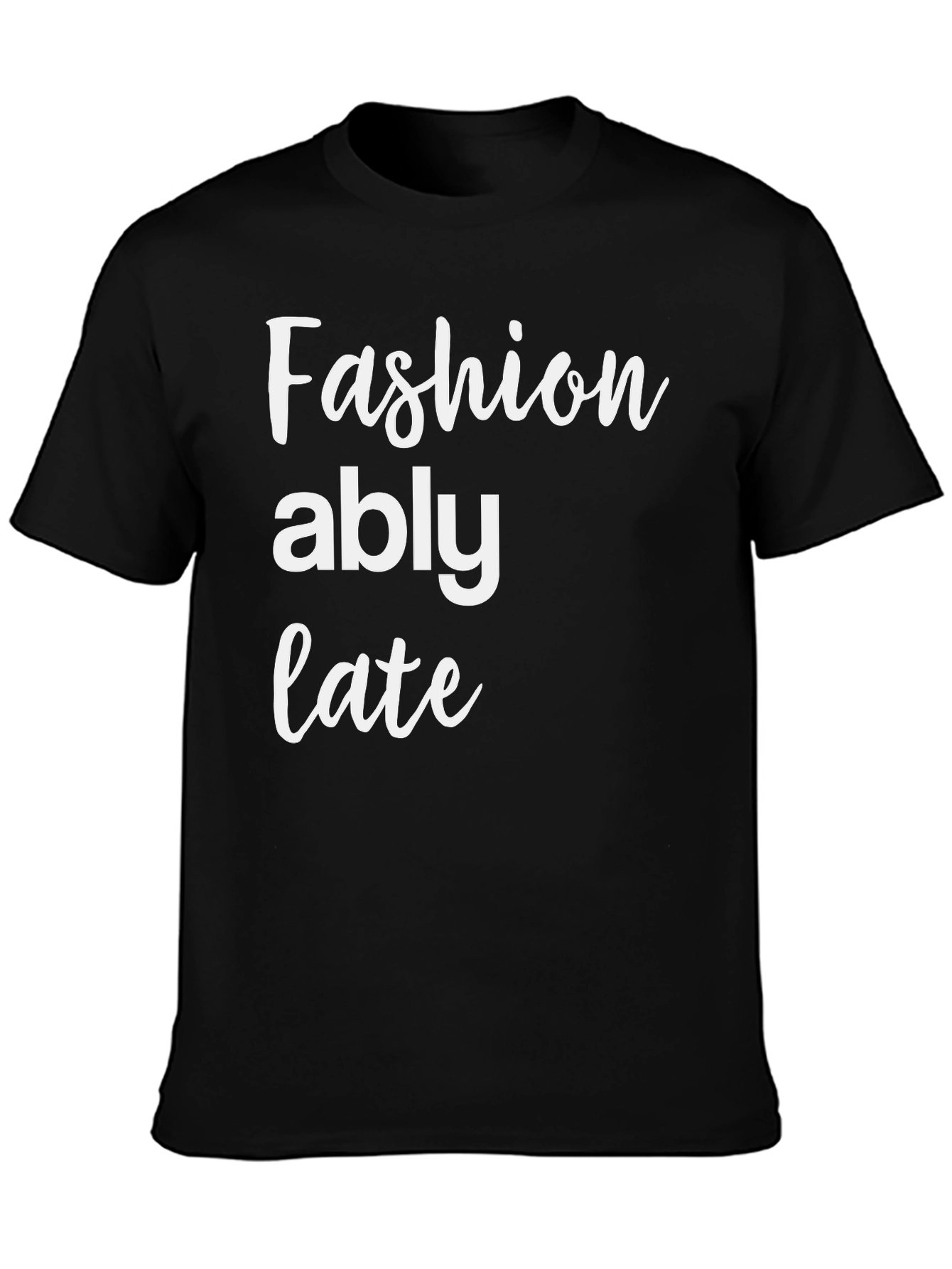 Black Fashionably Late Graphic Tee - Stylish & Comfortable view 3
