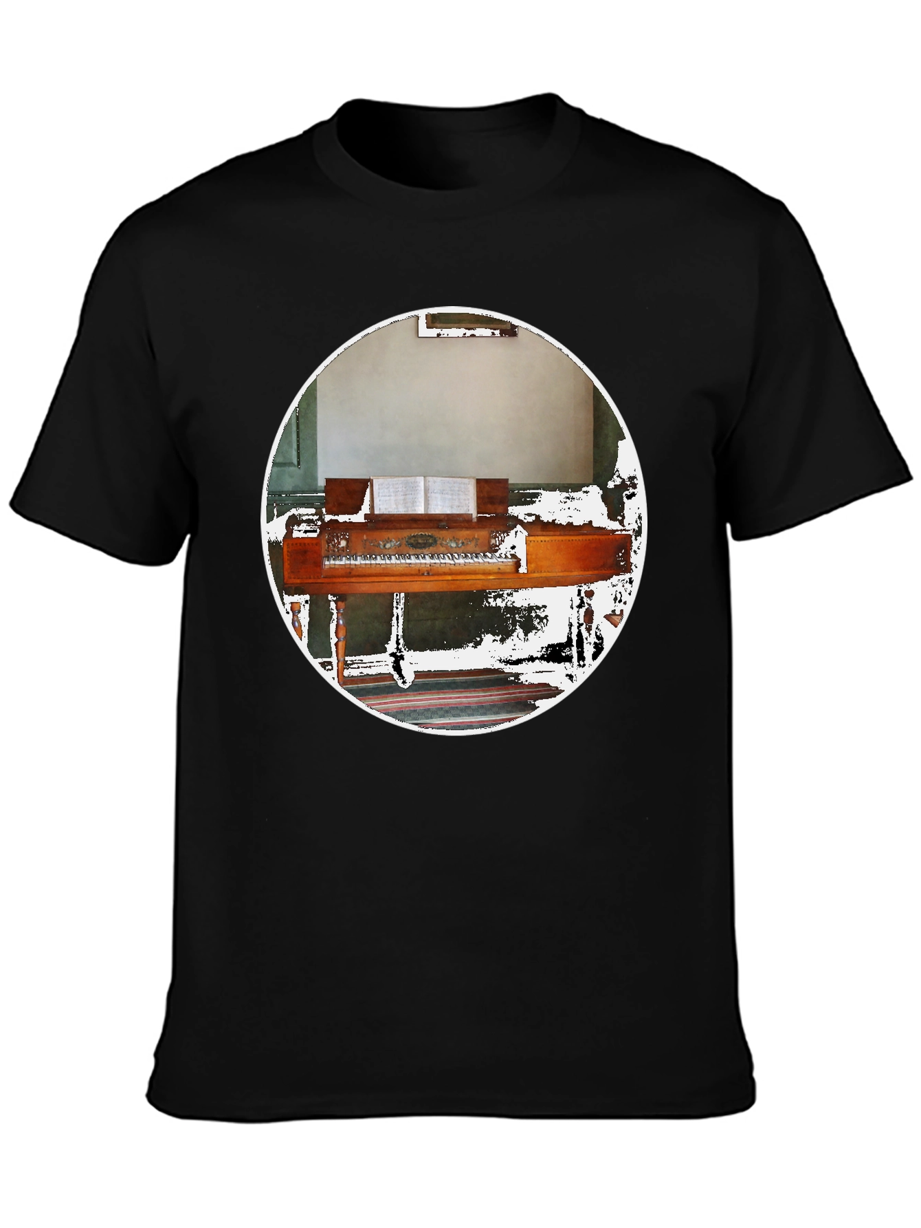 Black Piano Graphic Tee - Musical Instrument Shirt view 3