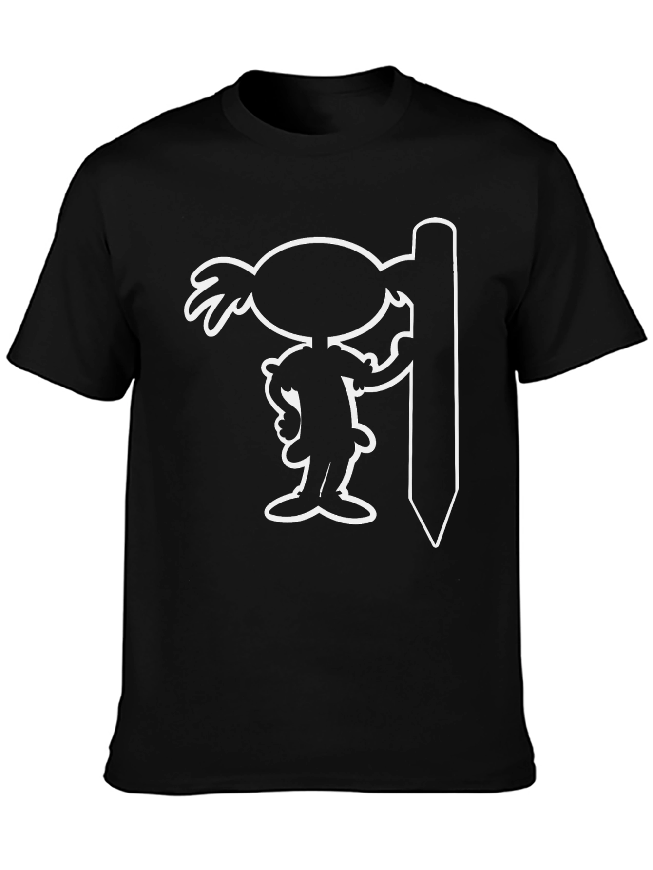 Black Cartoon Graphic Tee - Black Cotton Blend Unisex Shirt view 3