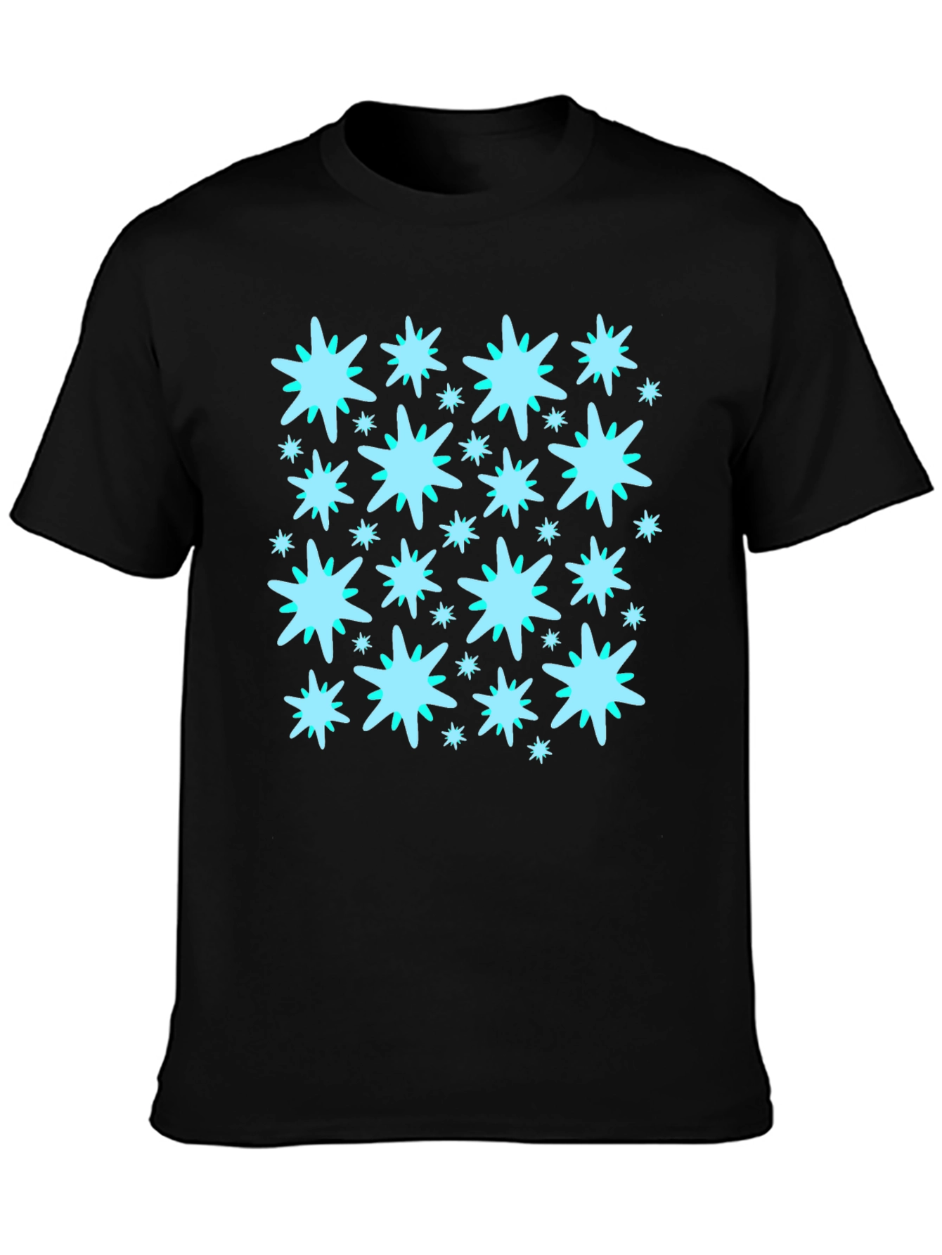 Black Starburst Pattern Black Cotton Tee view 3