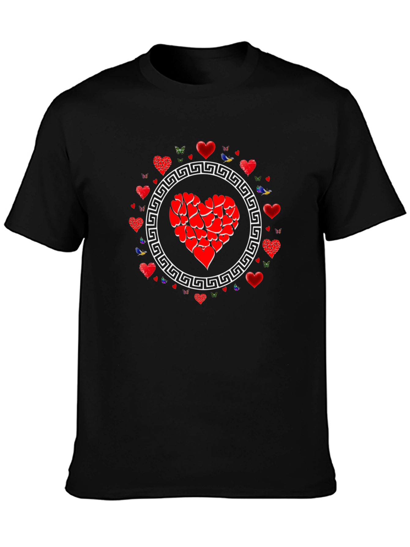 Black Heart Graphic Tee - Black Cotton Casual view 3