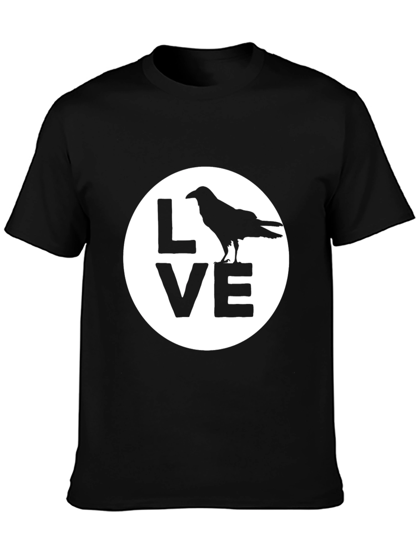 Black Raven Love T-Shirt - Black Cotton Graphic Tee view 3