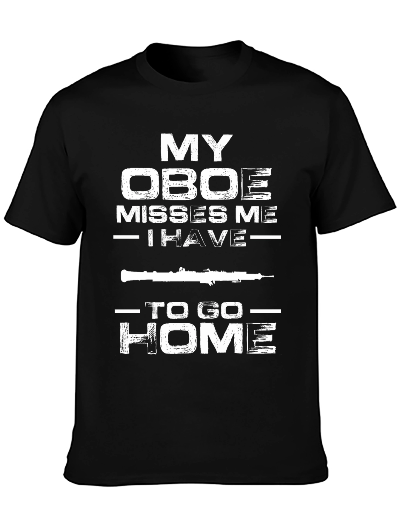 Black My Oboe Misses Me T-Shirt - Musician Gift view 3