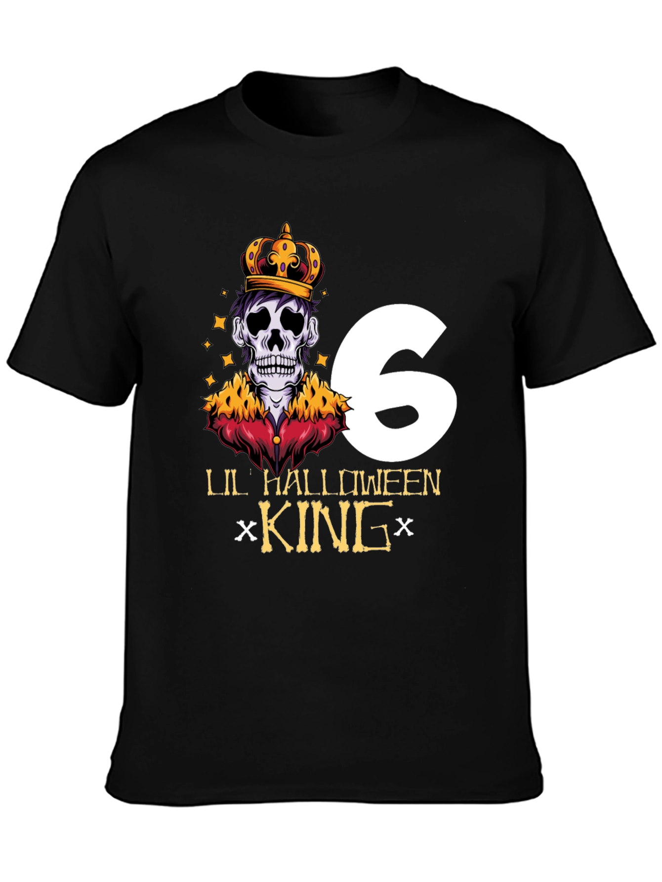 Black Lil' Halloween King Sixth Birthday T-Shirt view 3