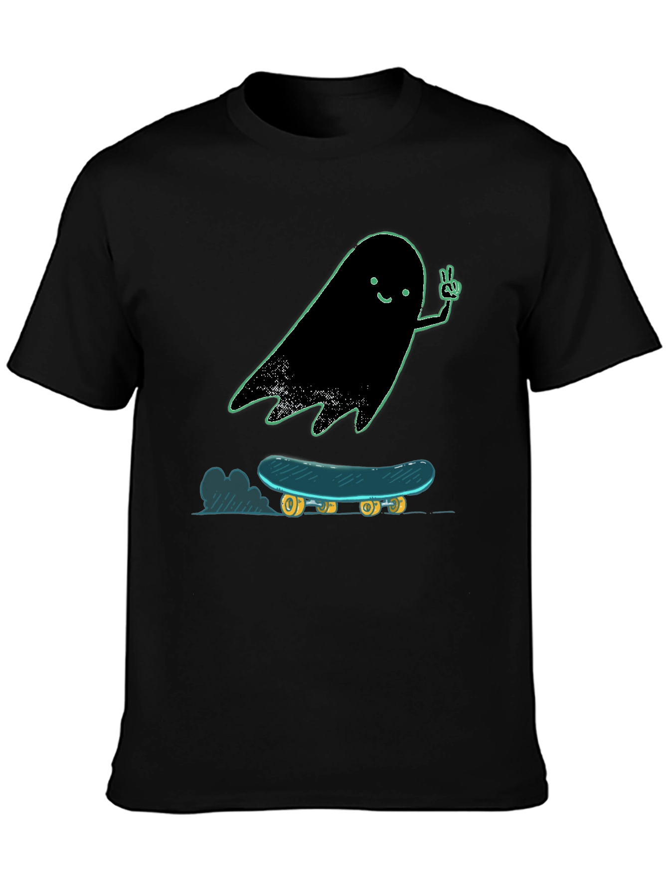 Black Ghost Skateboard Tee - Cool Graphic Print Shirt view 3