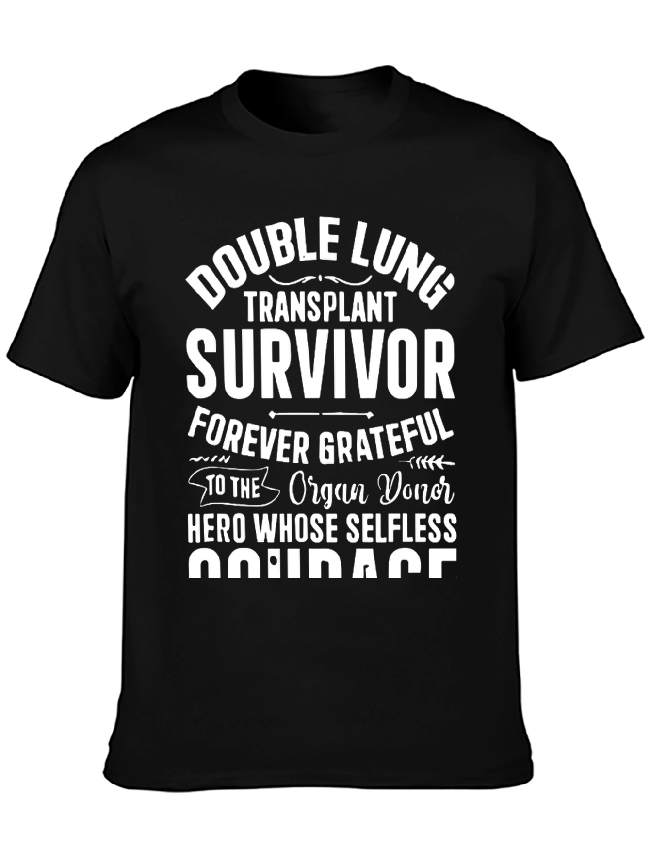 Black Double Lung Transplant Survivor T-Shirt view 3