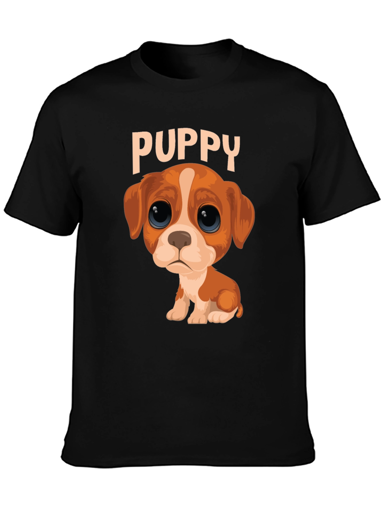 Black Cute Puppy Graphic Black T-Shirt view 3