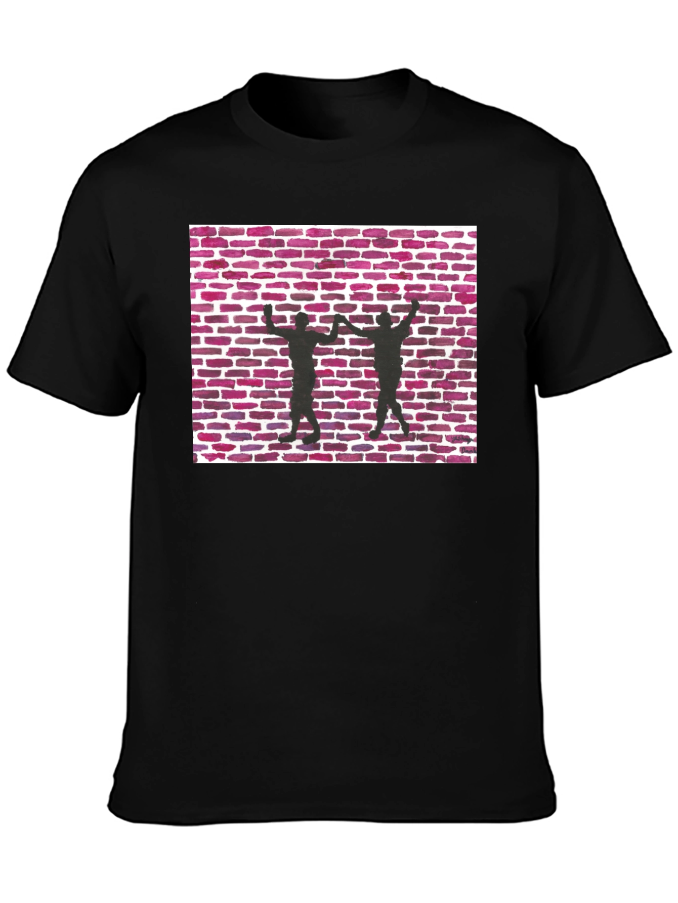 Black Brick Wall Dance Silhouette Graphic Tee - Black view 3
