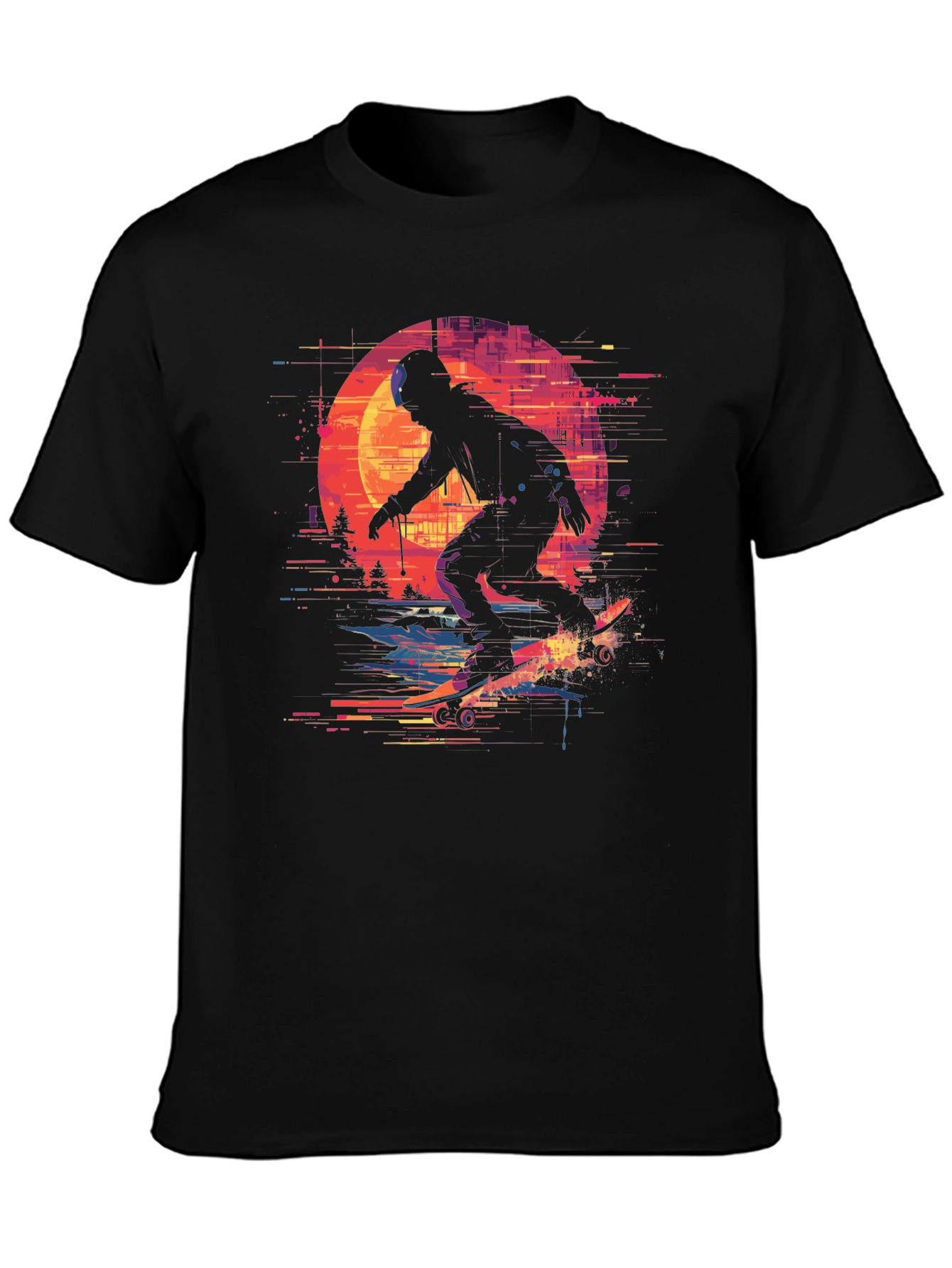 Black Retro Skateboarder T-Shirt - Vintage Style Graphic Tee view 3