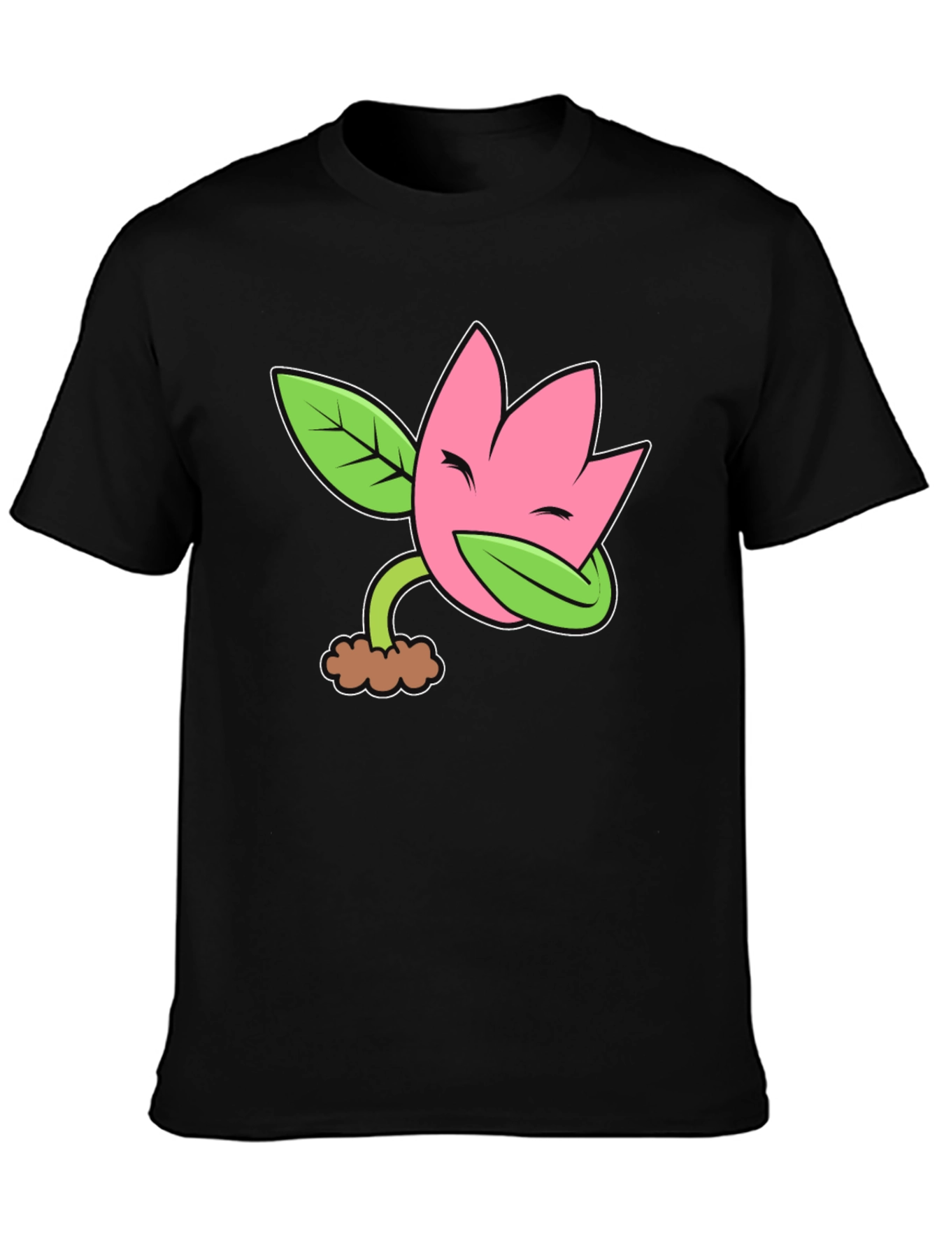 Black Funny Flower Plant Cartoon Black T-Shirt view 3
