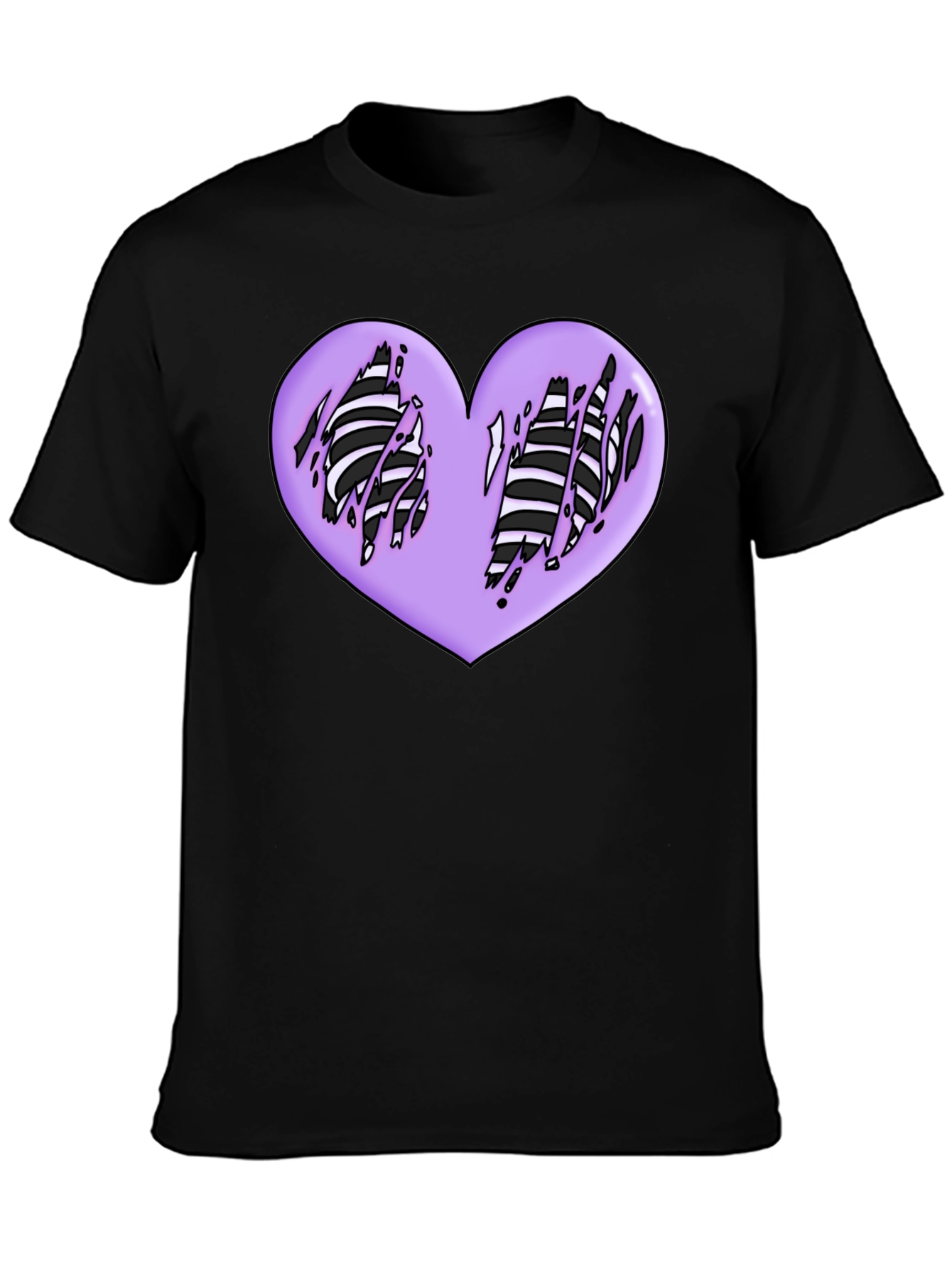 Black Ripped Heart Graphic Black T-Shirt view 3