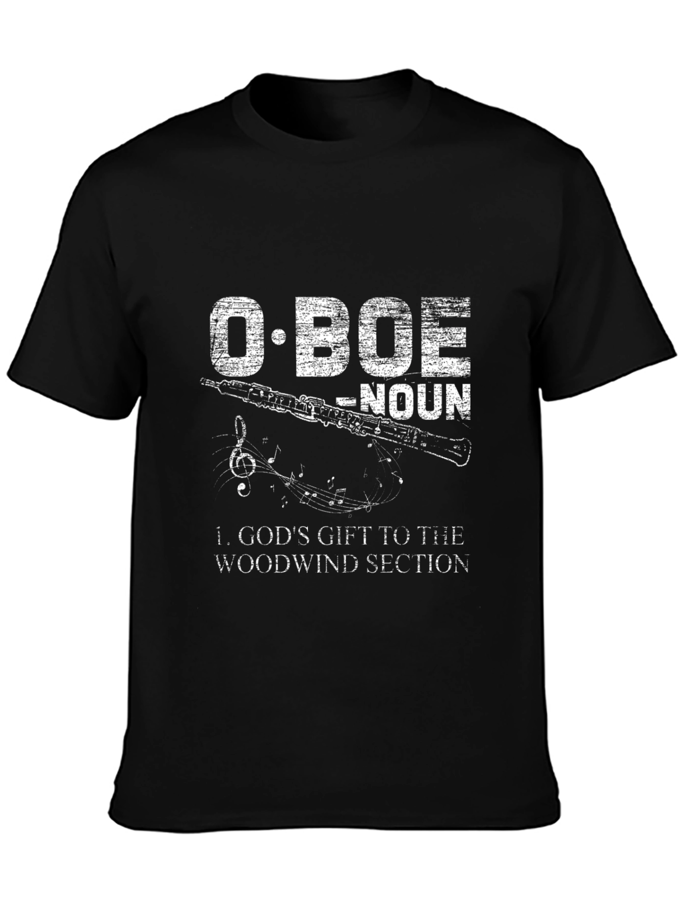 Black Oboe Noun T-Shirt - Musician's Gift view 3