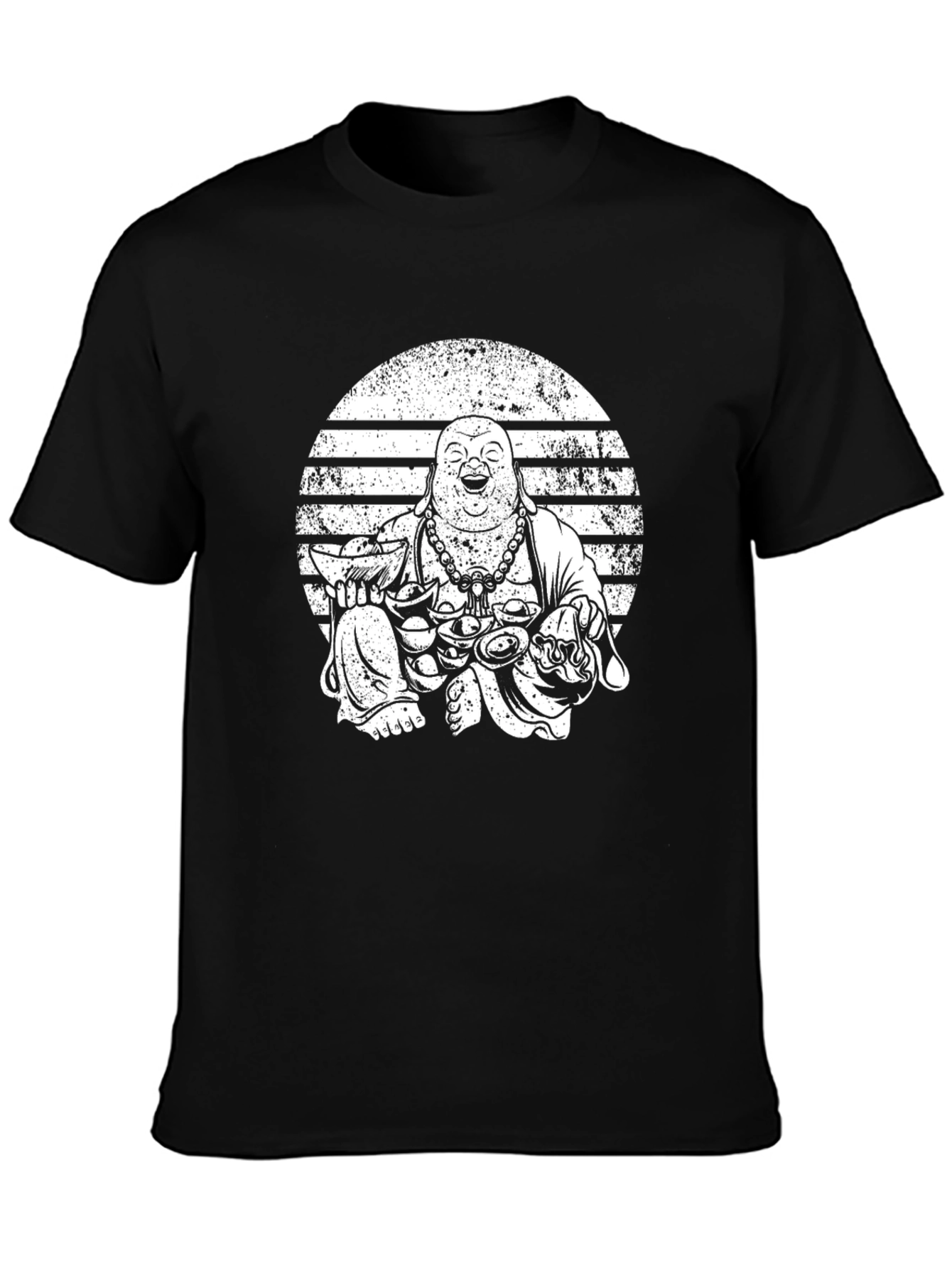 Black Laughing Buddha Graphic Black T-Shirt view 3