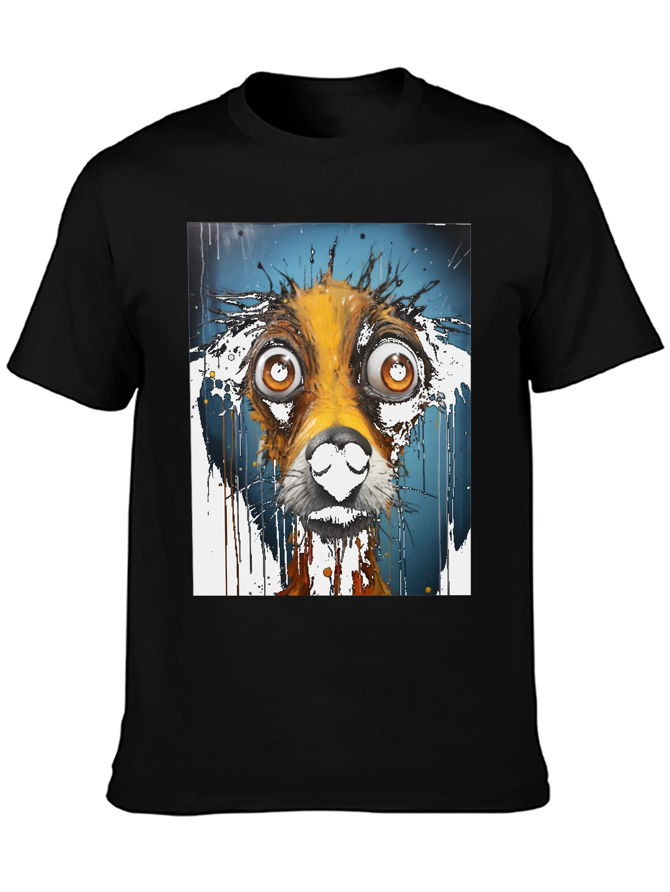 Black Dog Art Graphic Tee - Unisex Black Cotton T-Shirt view 3