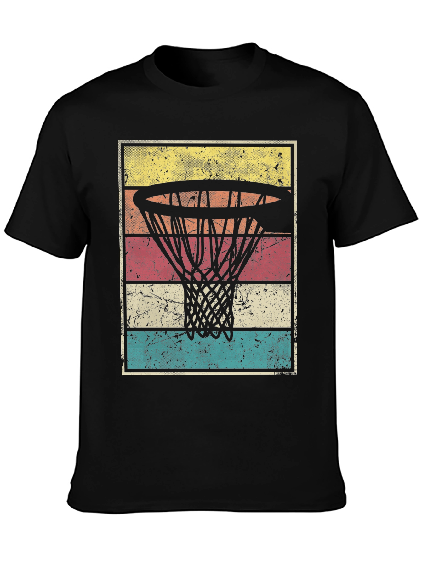 Black Retro Basketball Hoop Graphic T-Shirt view 3