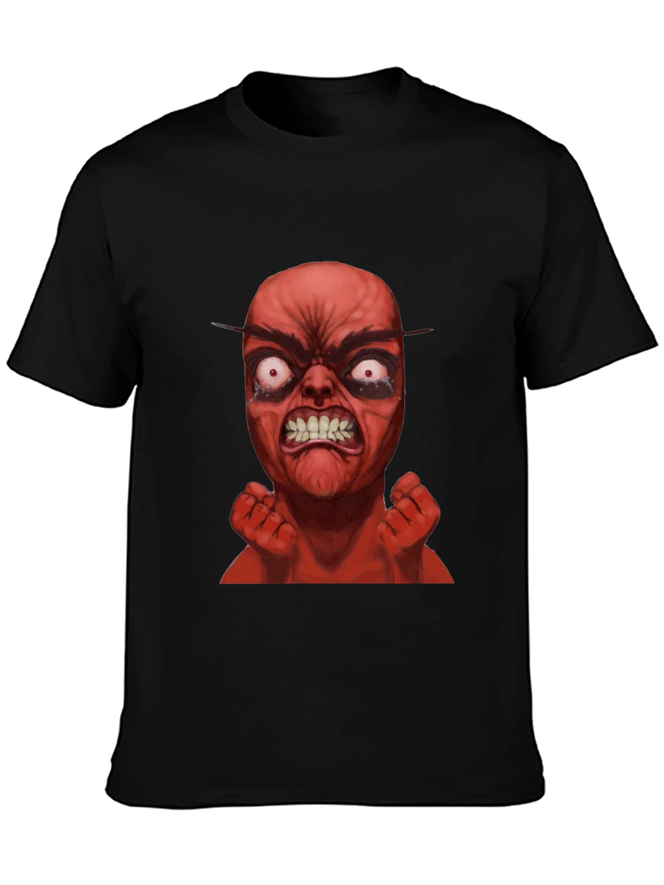 Black Angry Red Character Graphic T-Shirt view 3