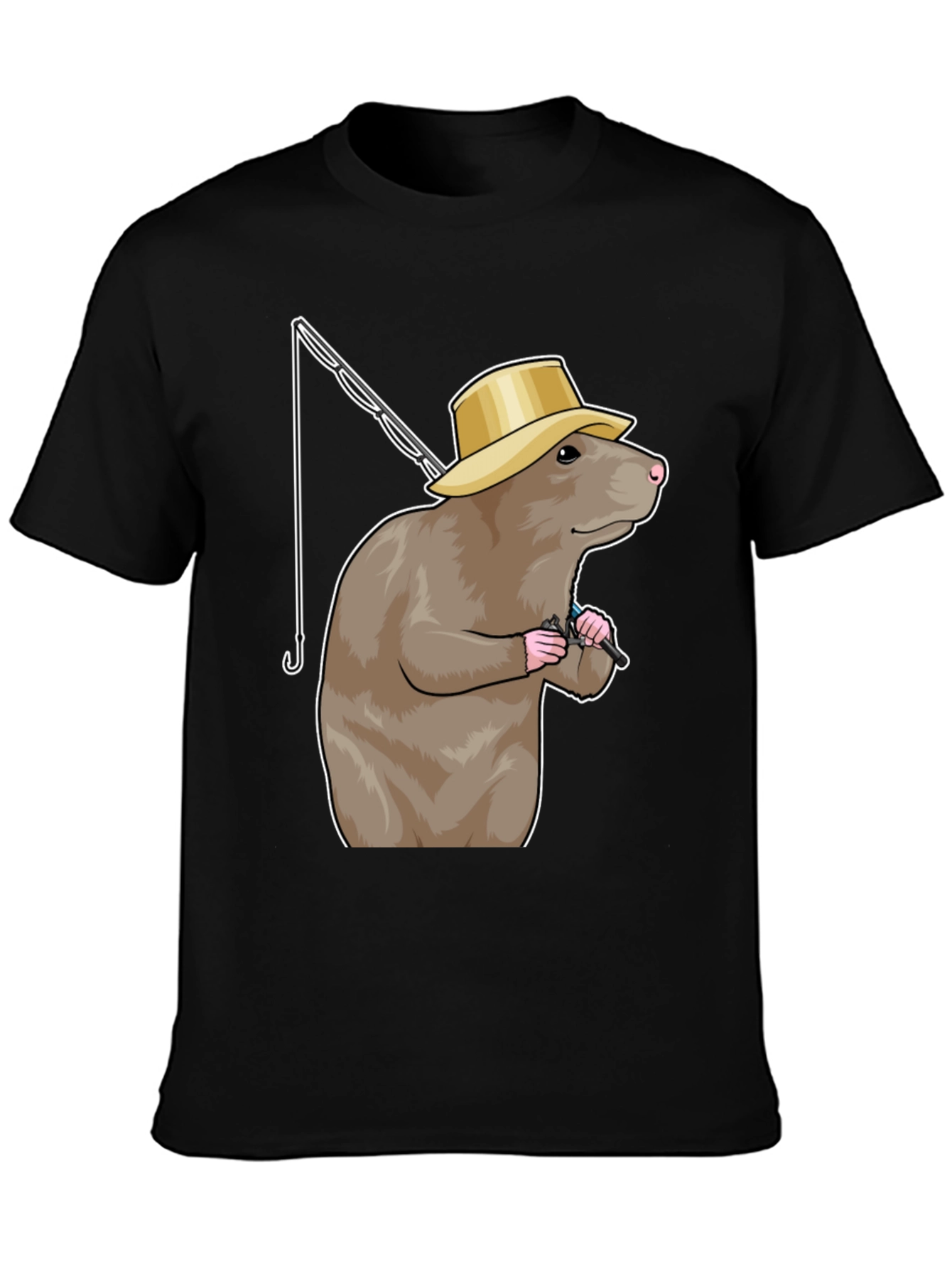 Black Fishing Rodent Black Cotton Tee view 3