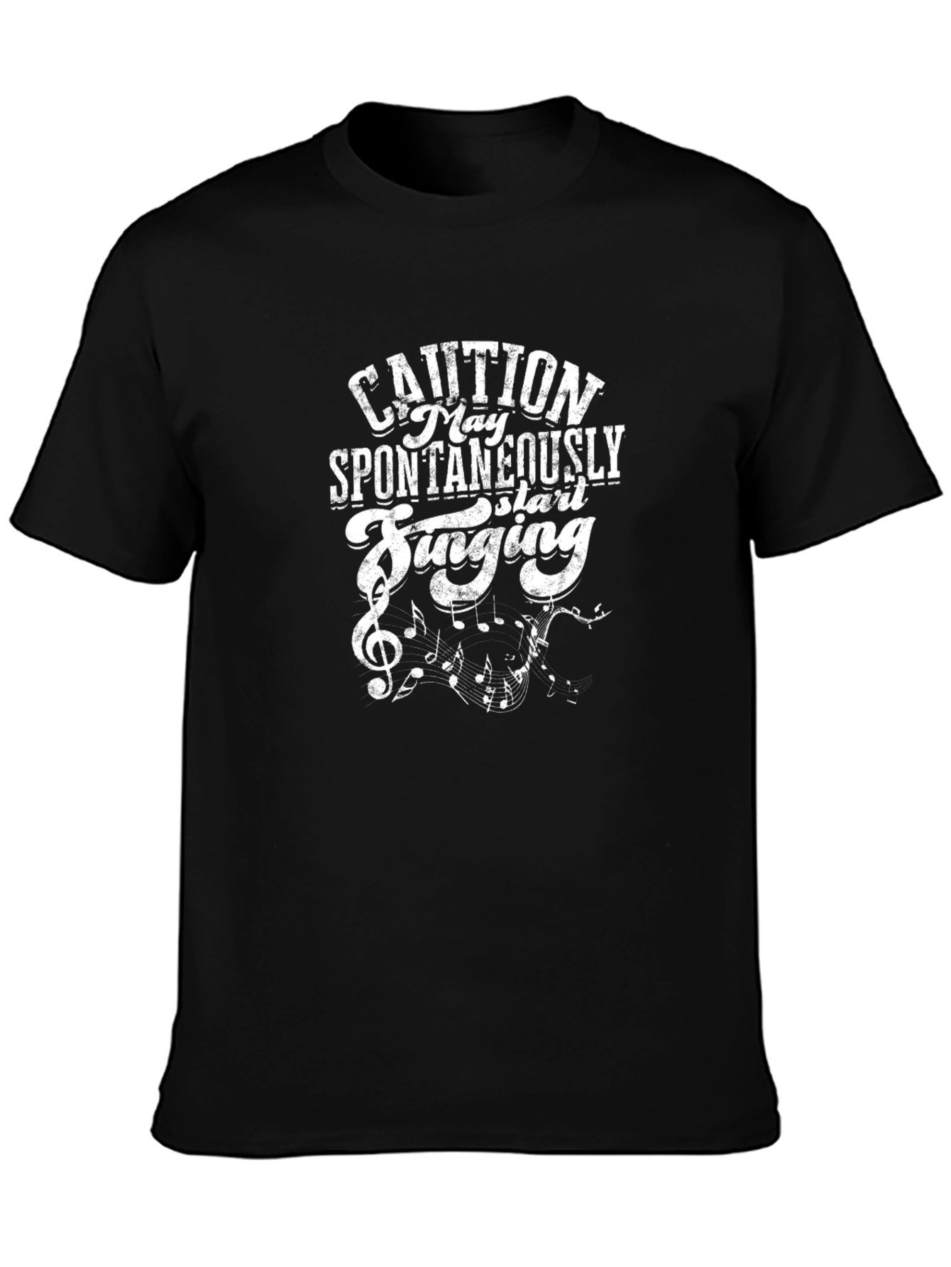 Black Caution May Spontaneously Start Singing Black T-Shirt view 3