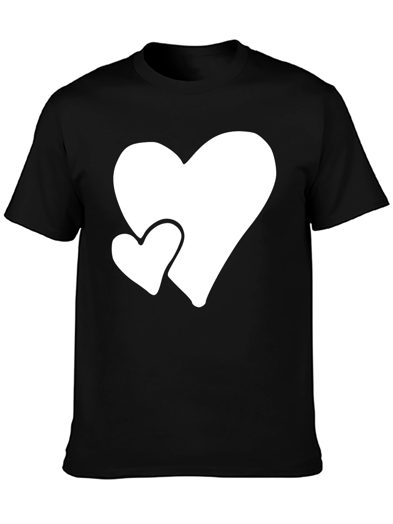 Black Black T-Shirt with White Hearts view 3