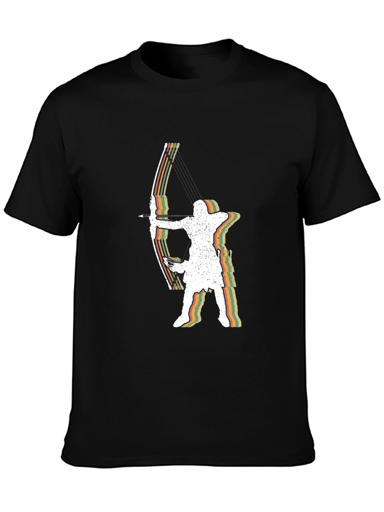 Black Retro Archer Graphic Tee - Black Cotton T-Shirt view 3
