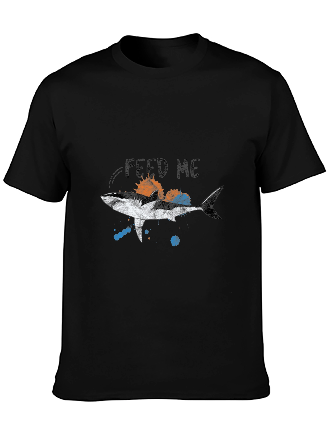 Black Feed Me Shark Graphic Tee - Black view 3
