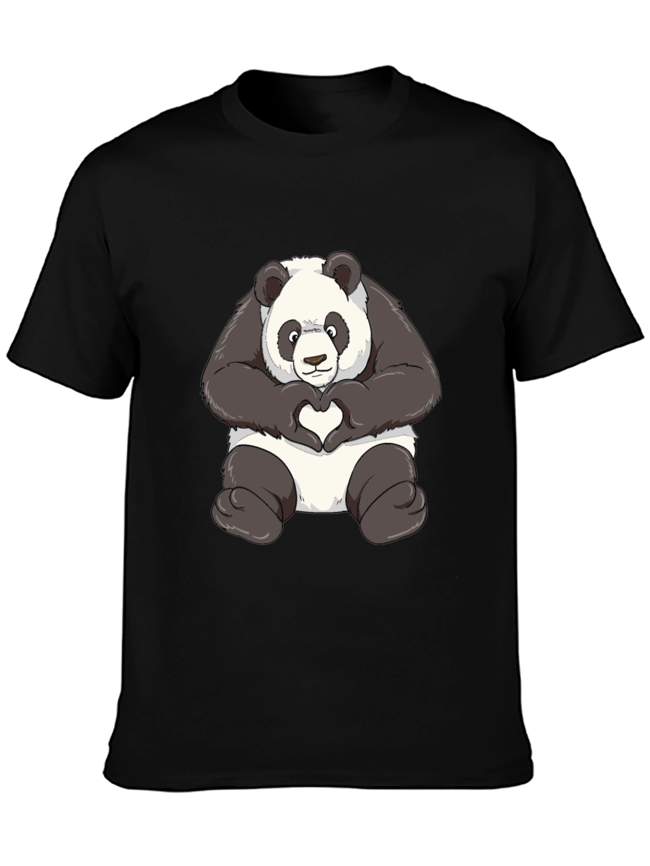 Black Panda Heart Hands Graphic T-Shirt - Black view 3