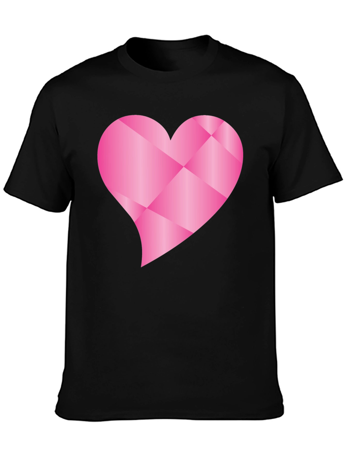 Black Geometric Pink Heart Graphic Black T-Shirt view 3