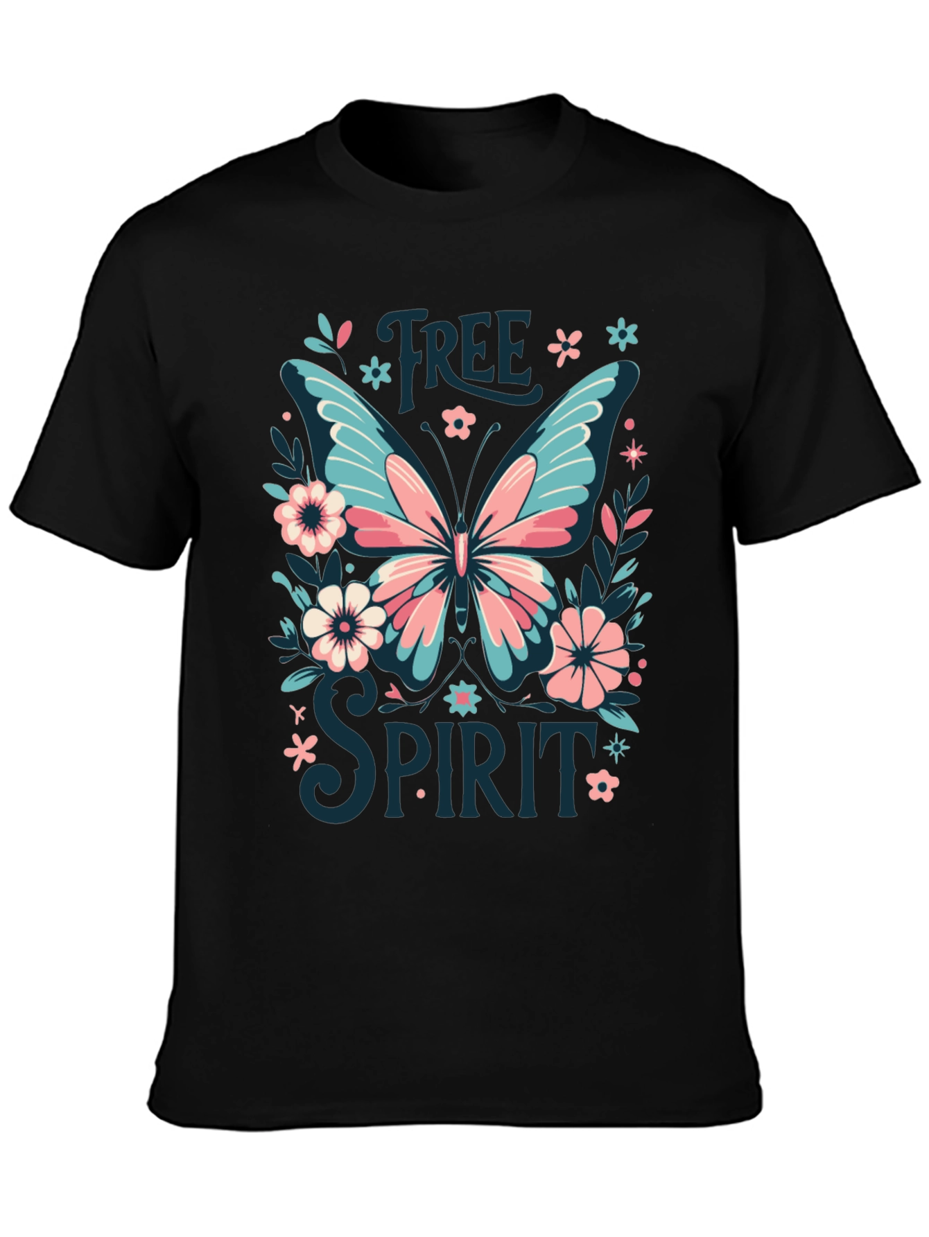 Black Free Spirit Butterfly Graphic Tee - Black view 3