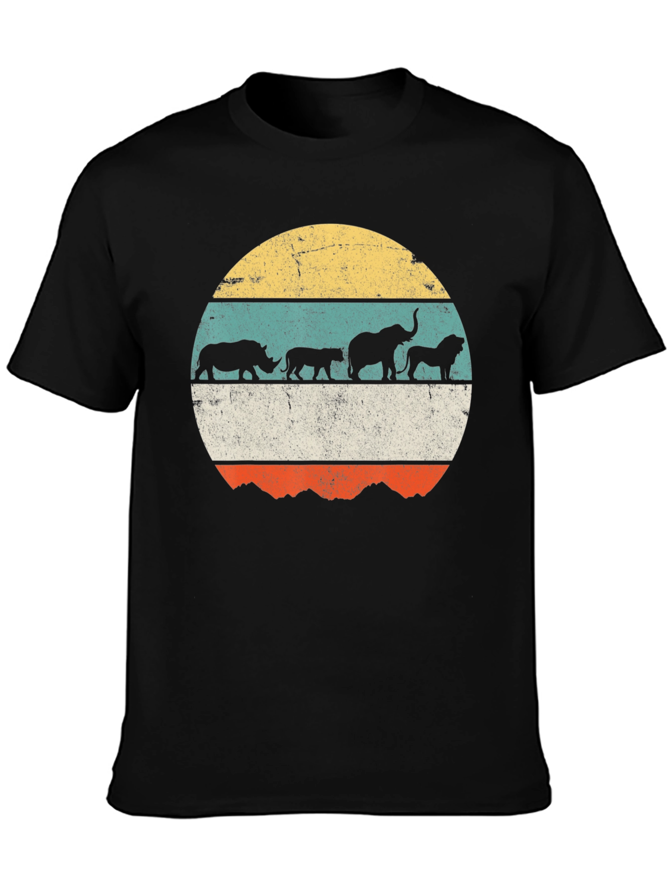 Black Retro Safari Animal T-Shirt view 3