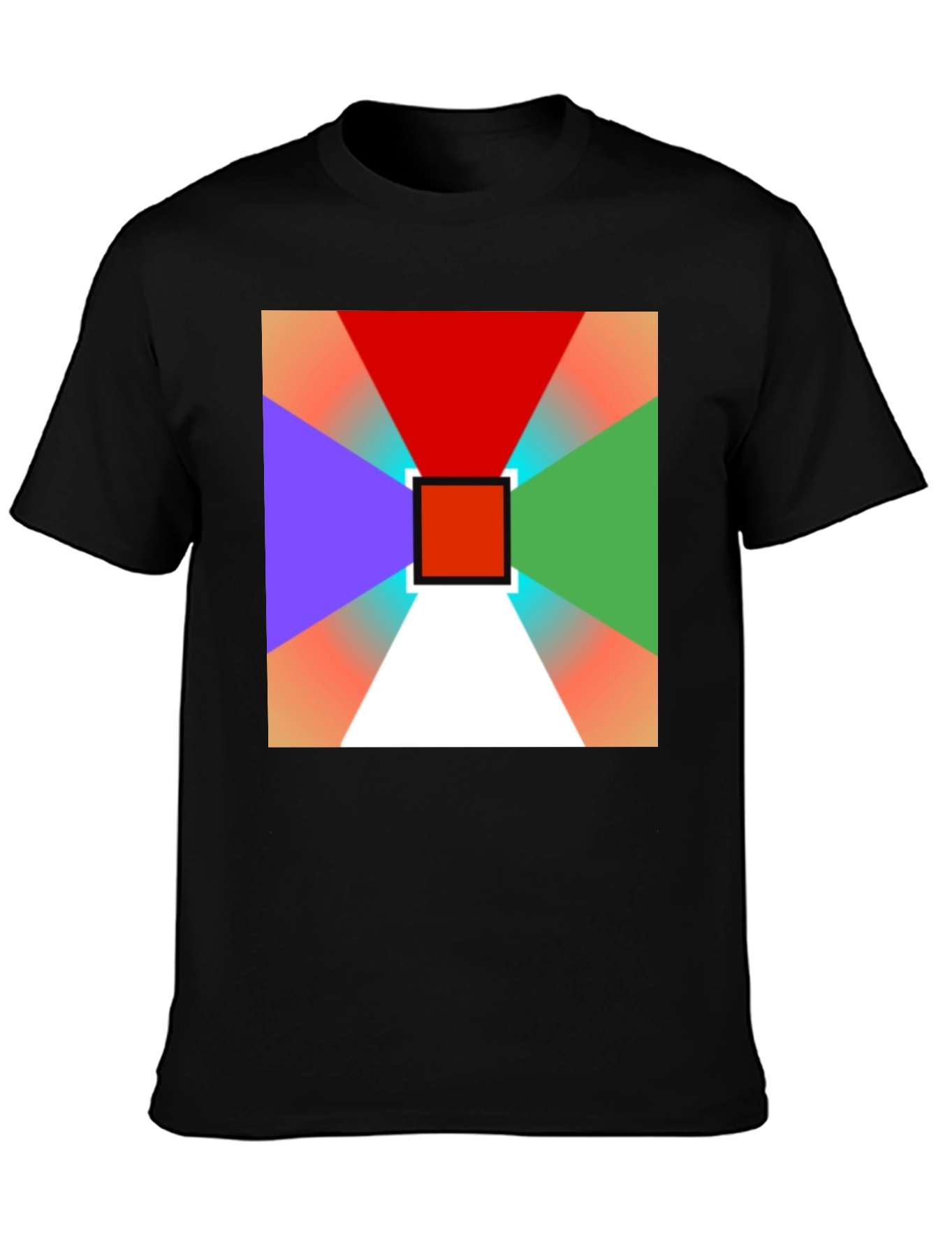 Black Geometric Prism T-Shirt: Vivid Colors, Modern Design view 3
