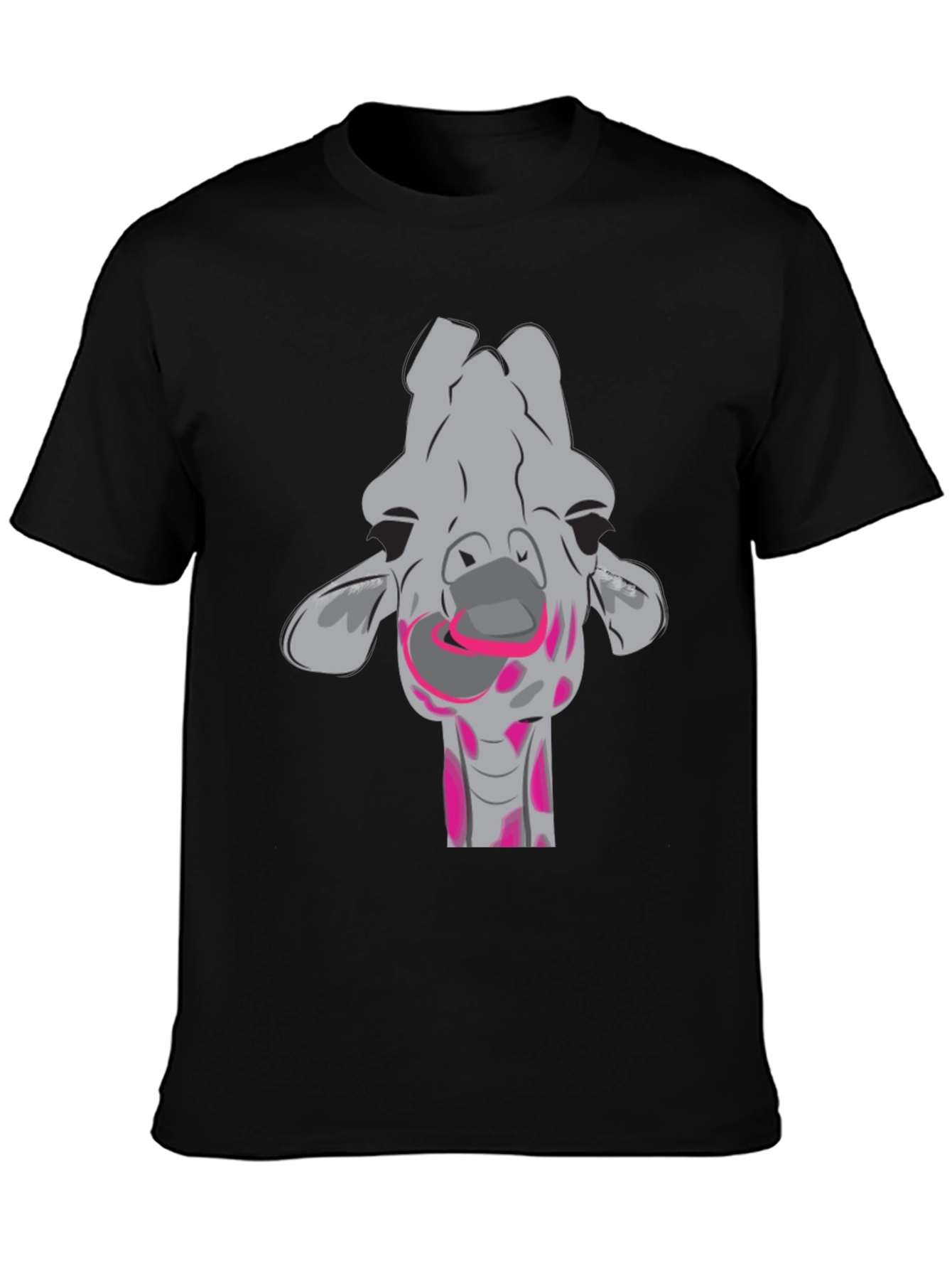 Black Fun Giraffe Graphic T-Shirt view 3