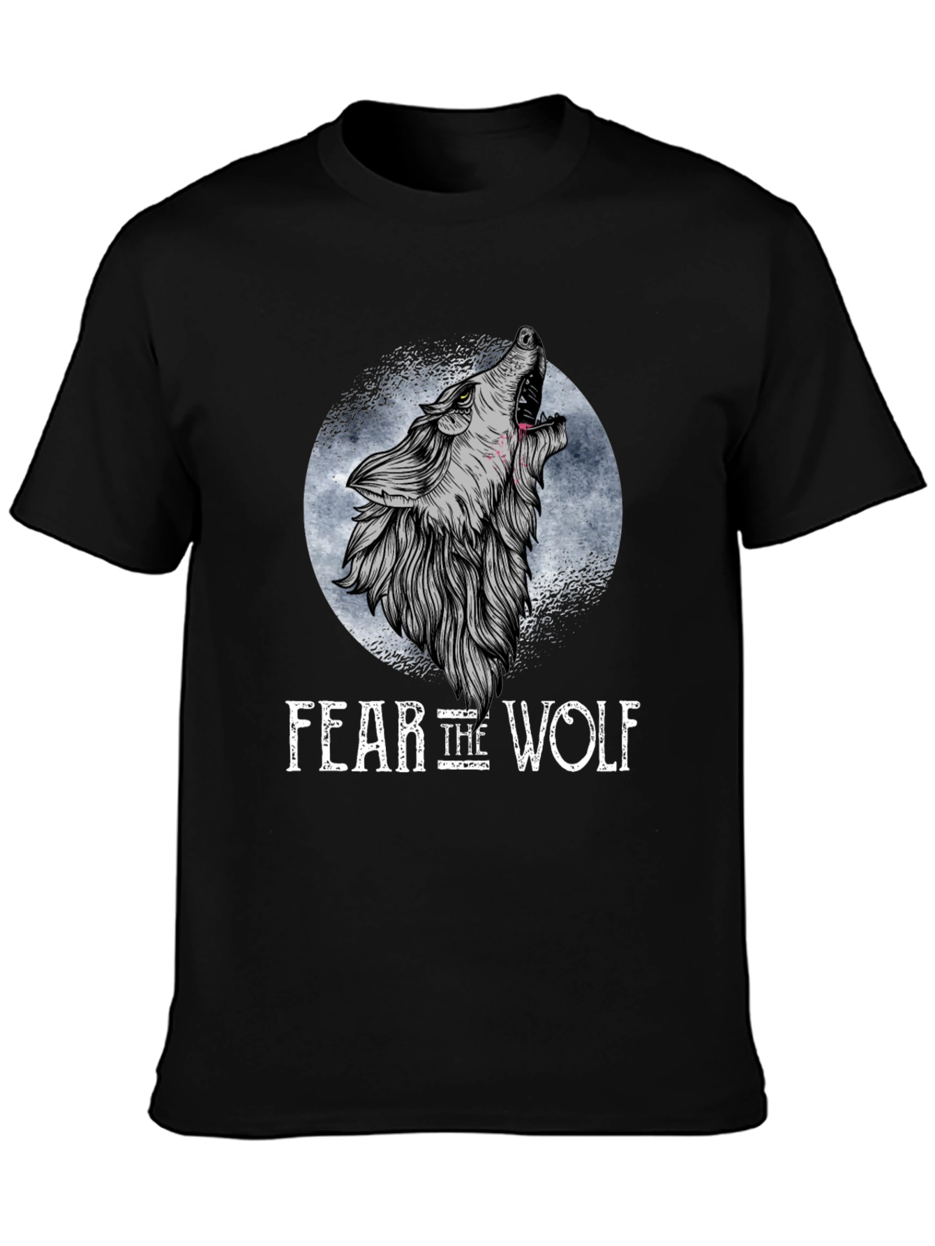 Black Fear the Wolf Graphic T-Shirt - Black Wolf Design view 3