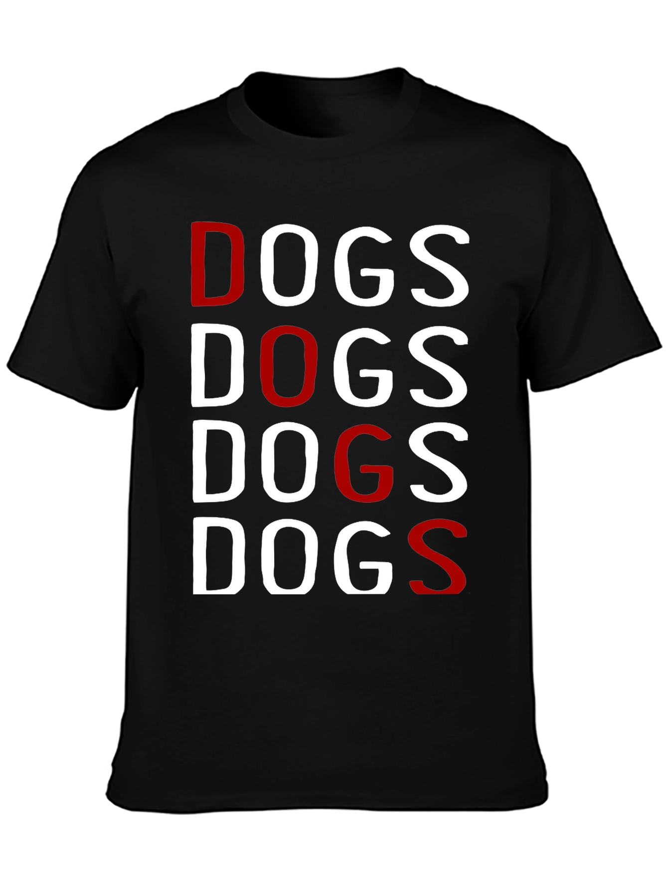 Black DOGS Graphic Tee - Black Crew Neck T-Shirt view 3