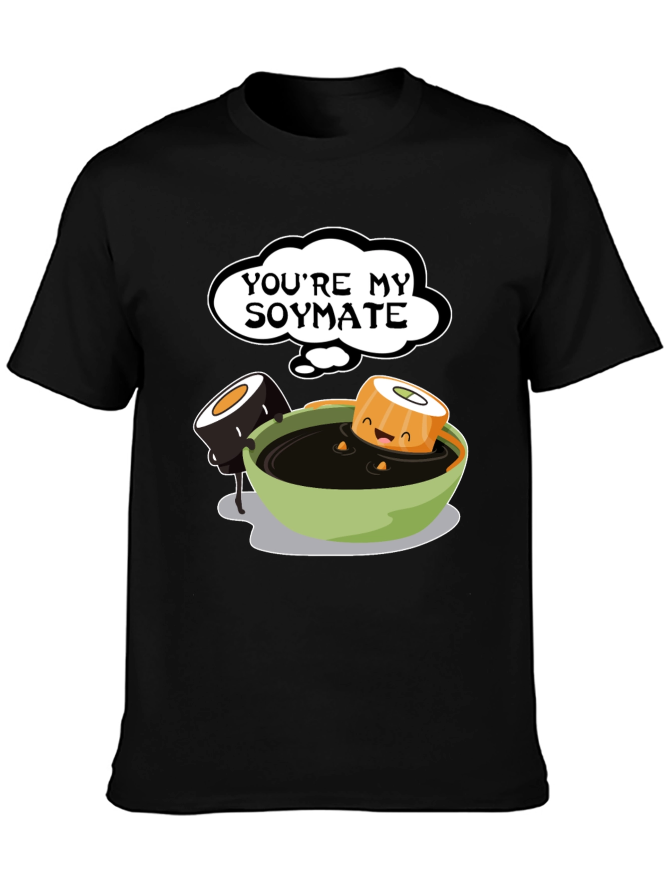 Black You're My Soymate T-Shirt - Cute Sushi Graphic Tee view 3